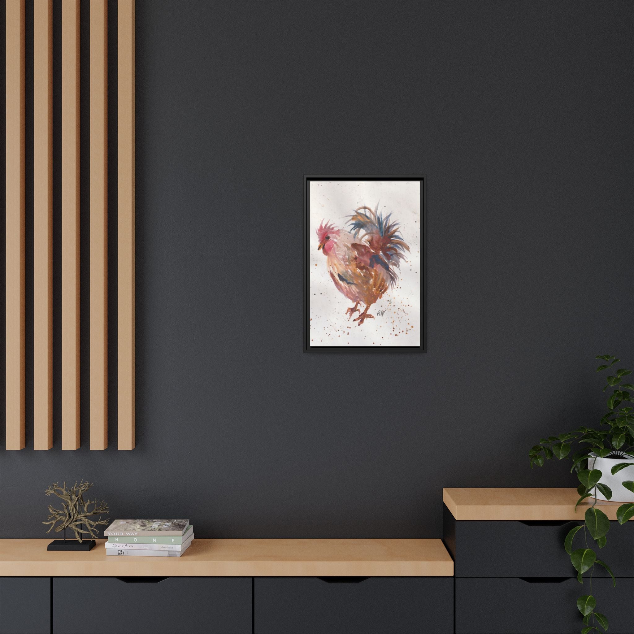 Watercolor Matte Canvas Print of Original Henrietta — Framed Farmhouse Wall Art