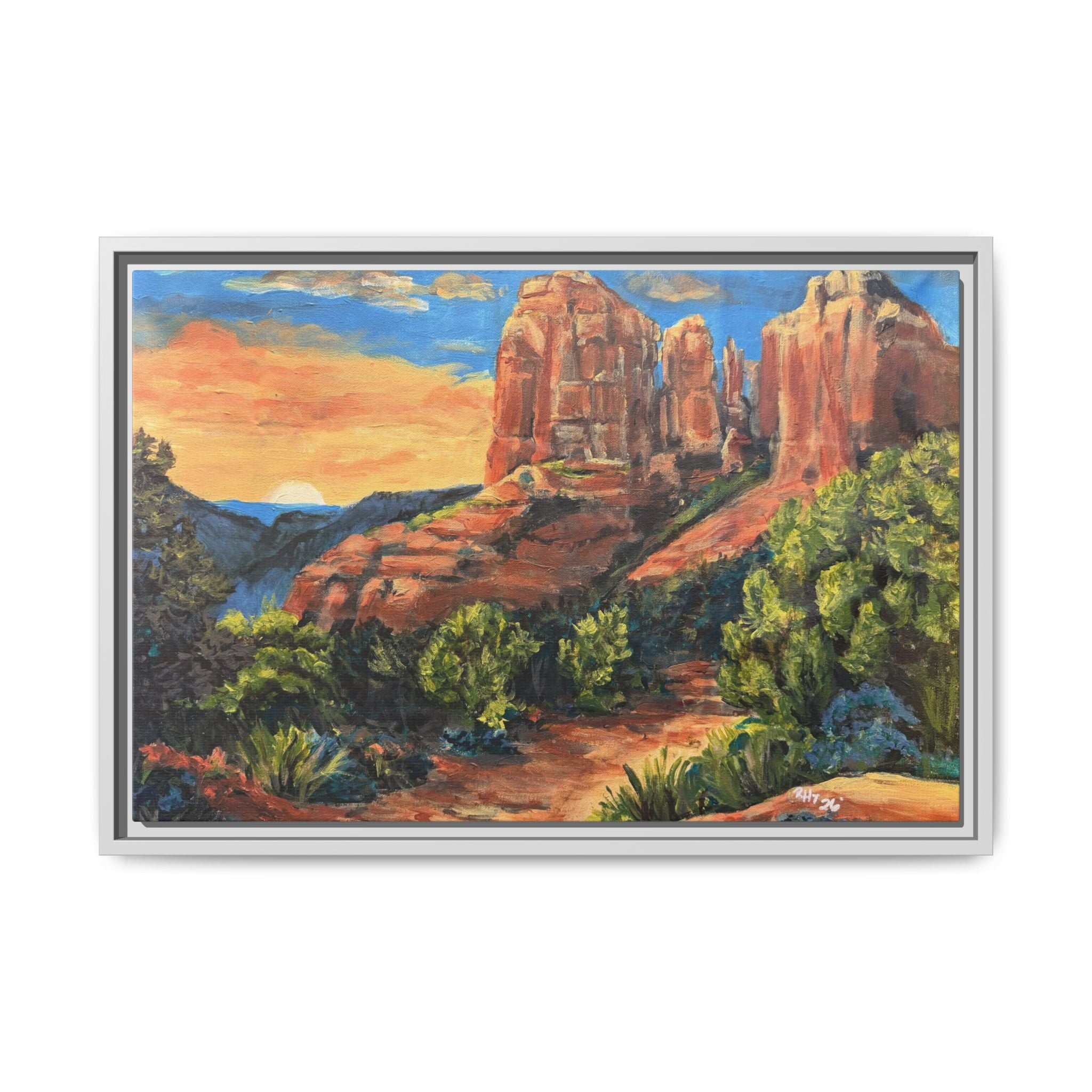 Framed Matte Canvas Desert Path Landscape Wall Art Print of Original