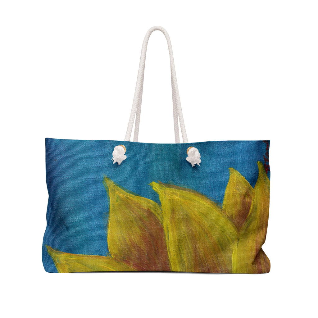 Sunflower Canvas Weekender Bag — Vibrant Floral Travel Tote