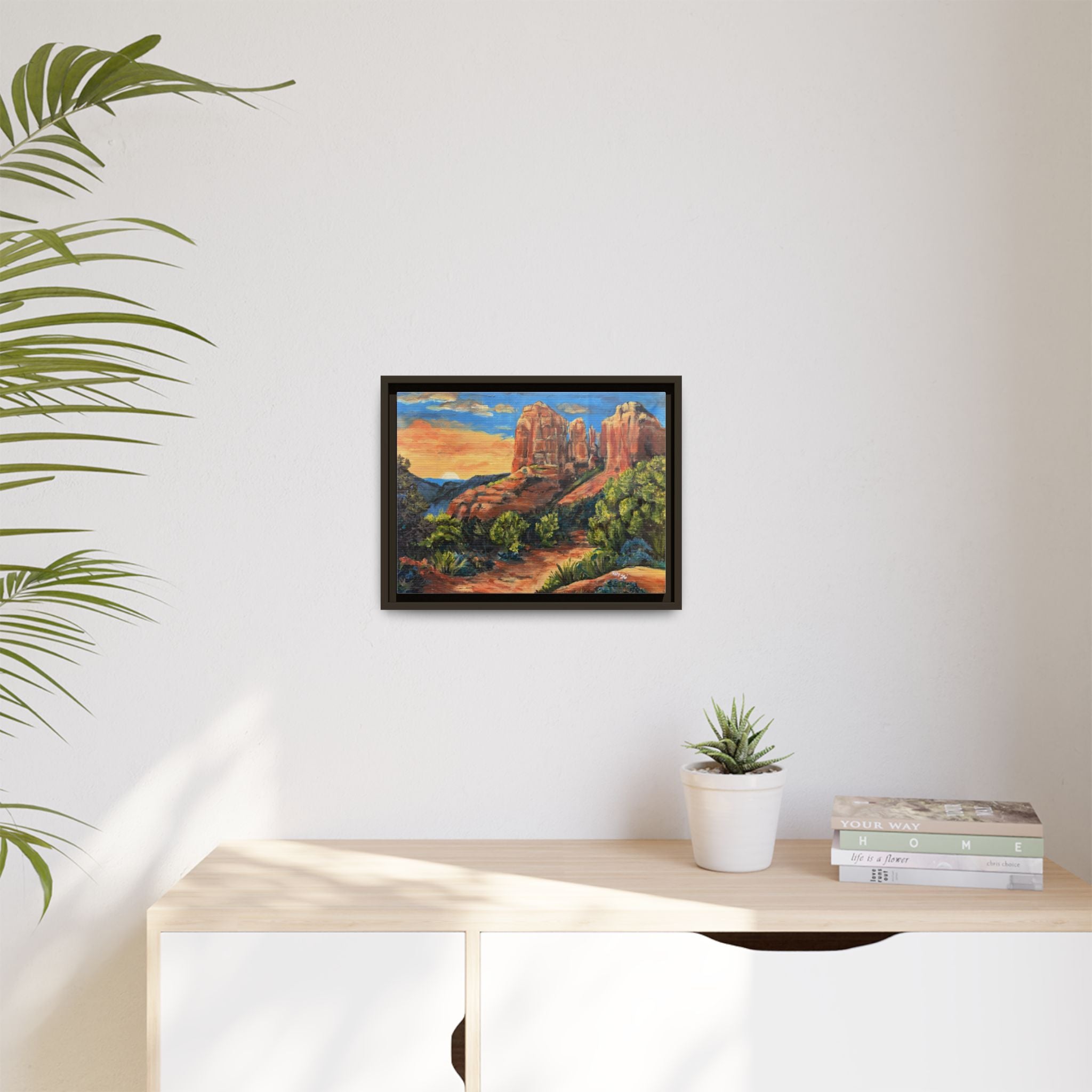 Framed Matte Canvas Desert Path Landscape Wall Art Print of Original