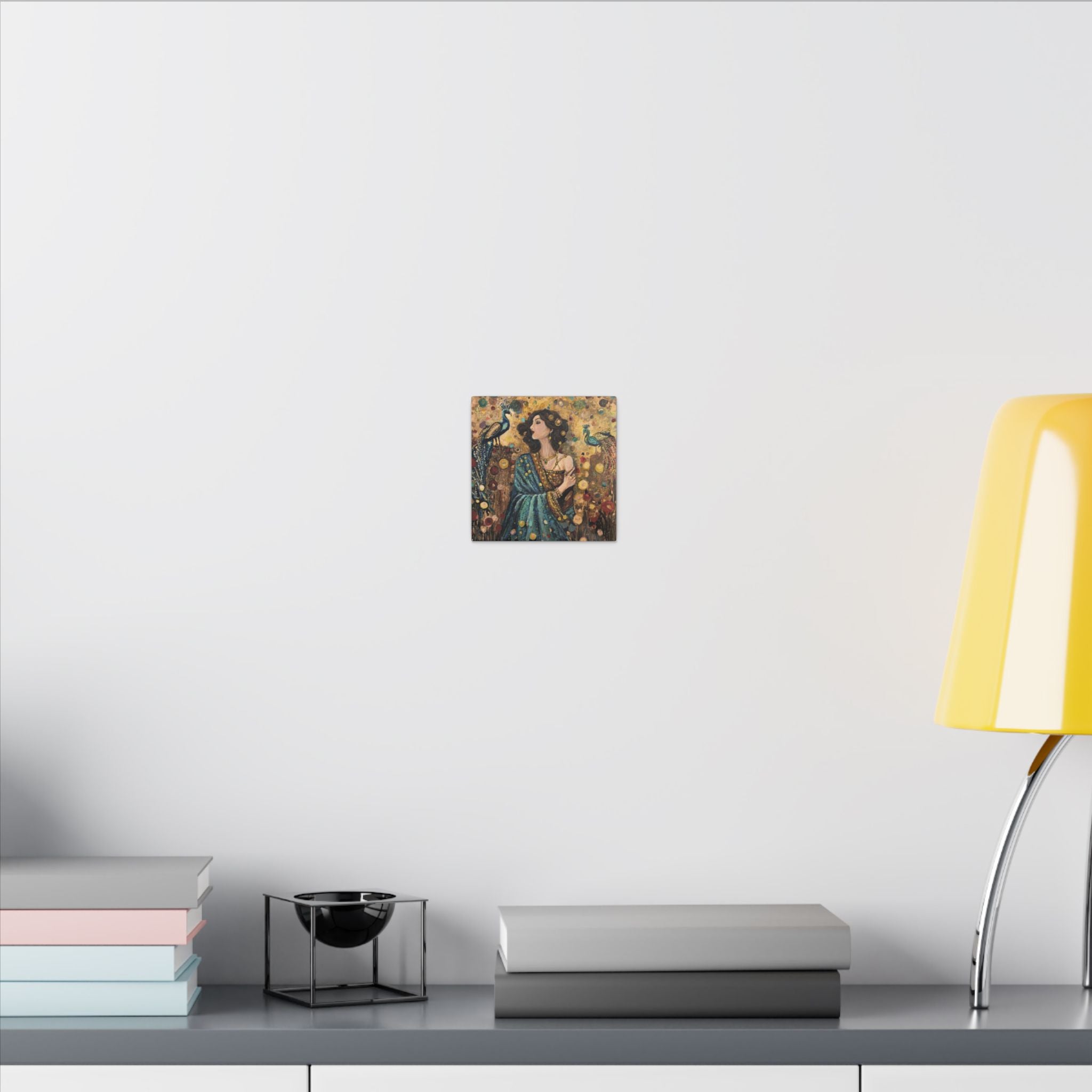 Gilded Peacock Muse Matte Canvas Wall Art  Print of Original— Stretched Decorative Painting