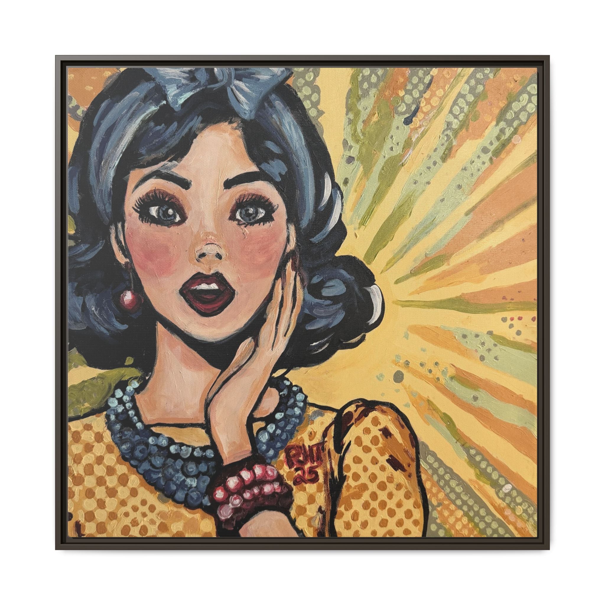 Pop Art Surprise Framed Canvas Print of Original "OMG"