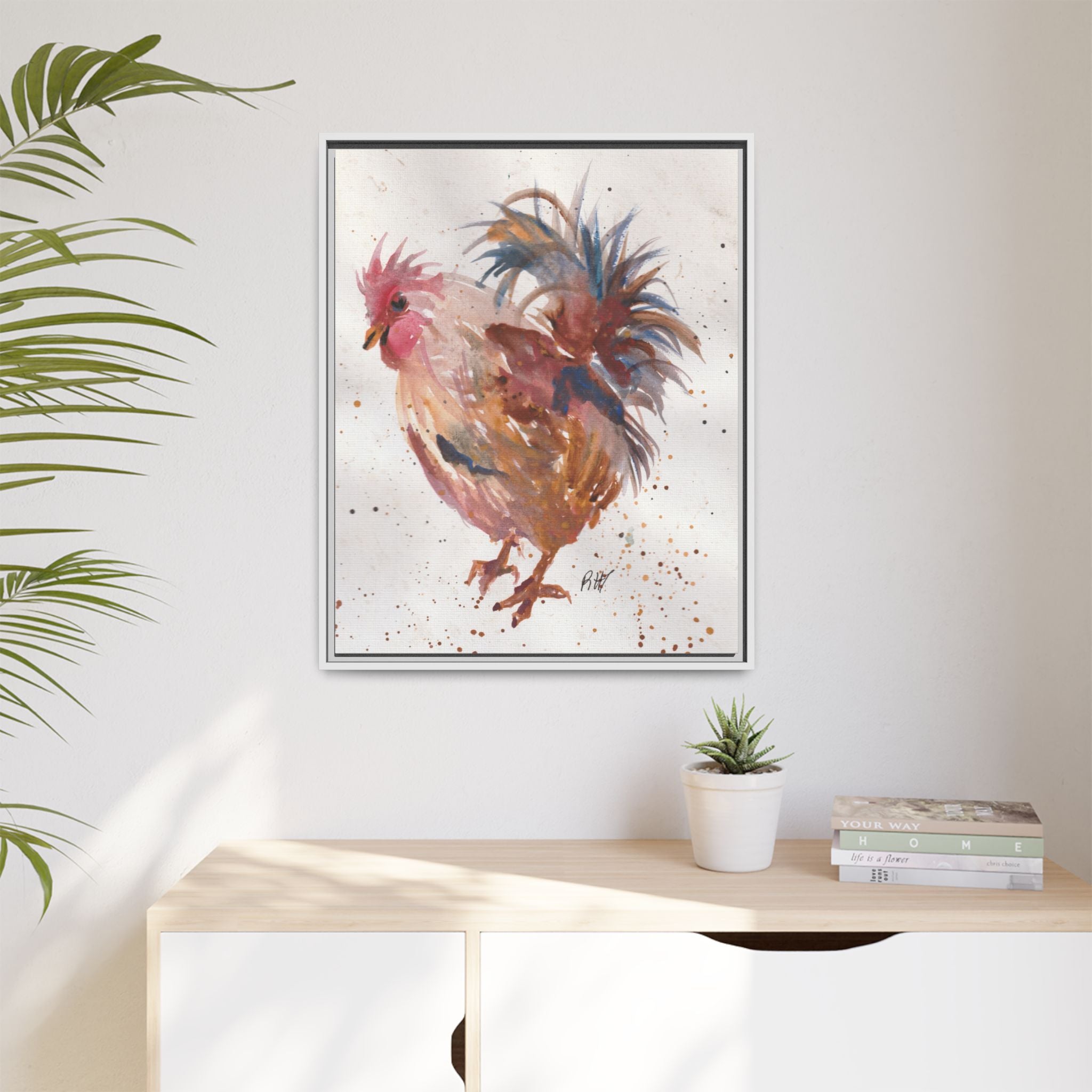 Watercolor Matte Canvas Print of Original Henrietta — Framed Farmhouse Wall Art