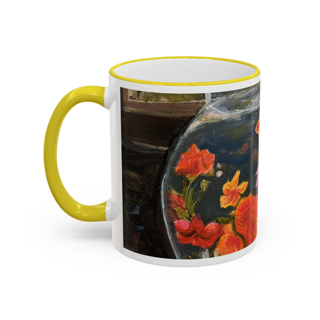 Koi Pond Accent Rim Mug – Artistic Goldfish Ceramic Coffee Cup (11oz/15oz)