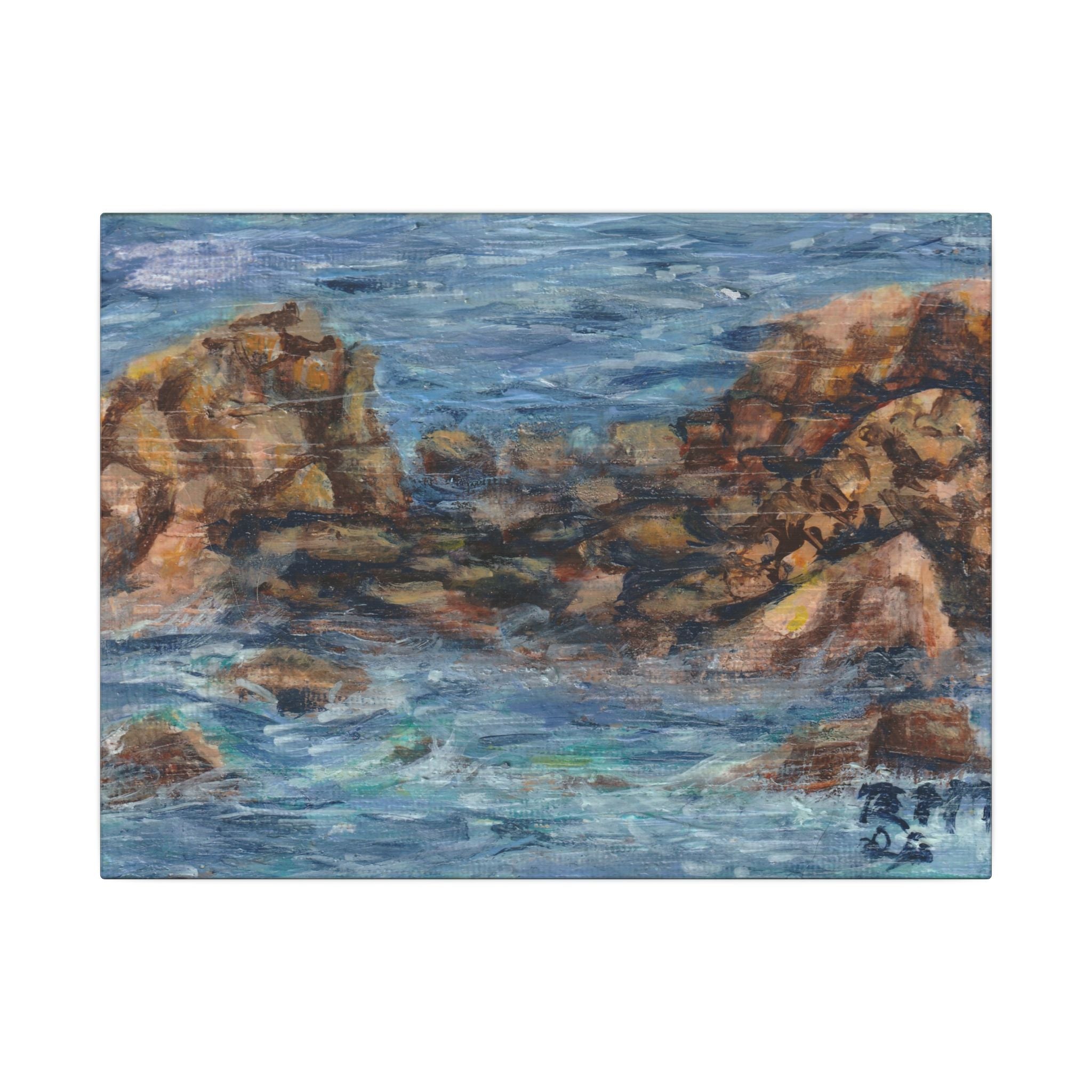 Seaside Rocks Matte Canvas Print of Original "On The Rocks" — Coastal Ocean Landscape Wall Art