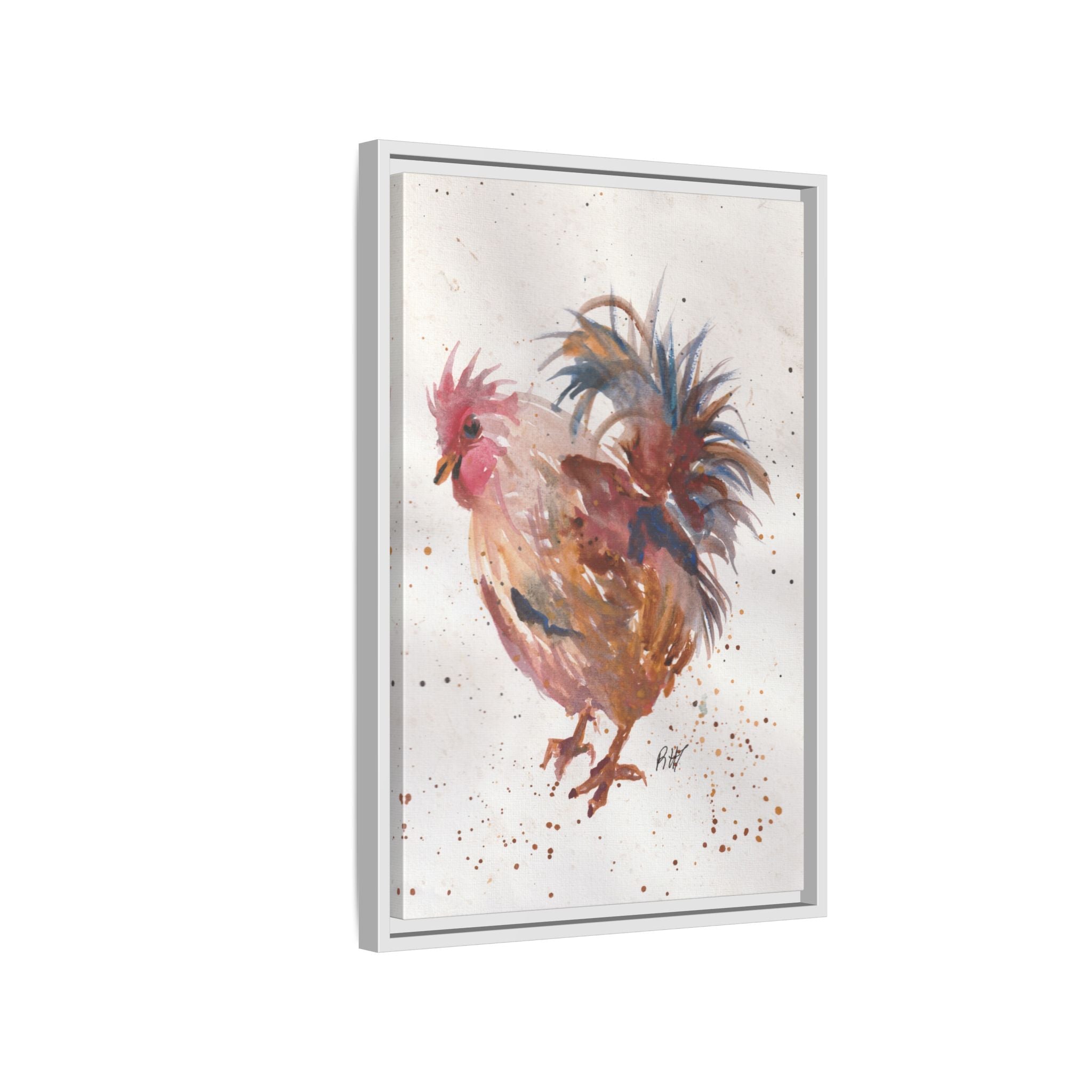 Watercolor Matte Canvas Print of Original Henrietta — Framed Farmhouse Wall Art