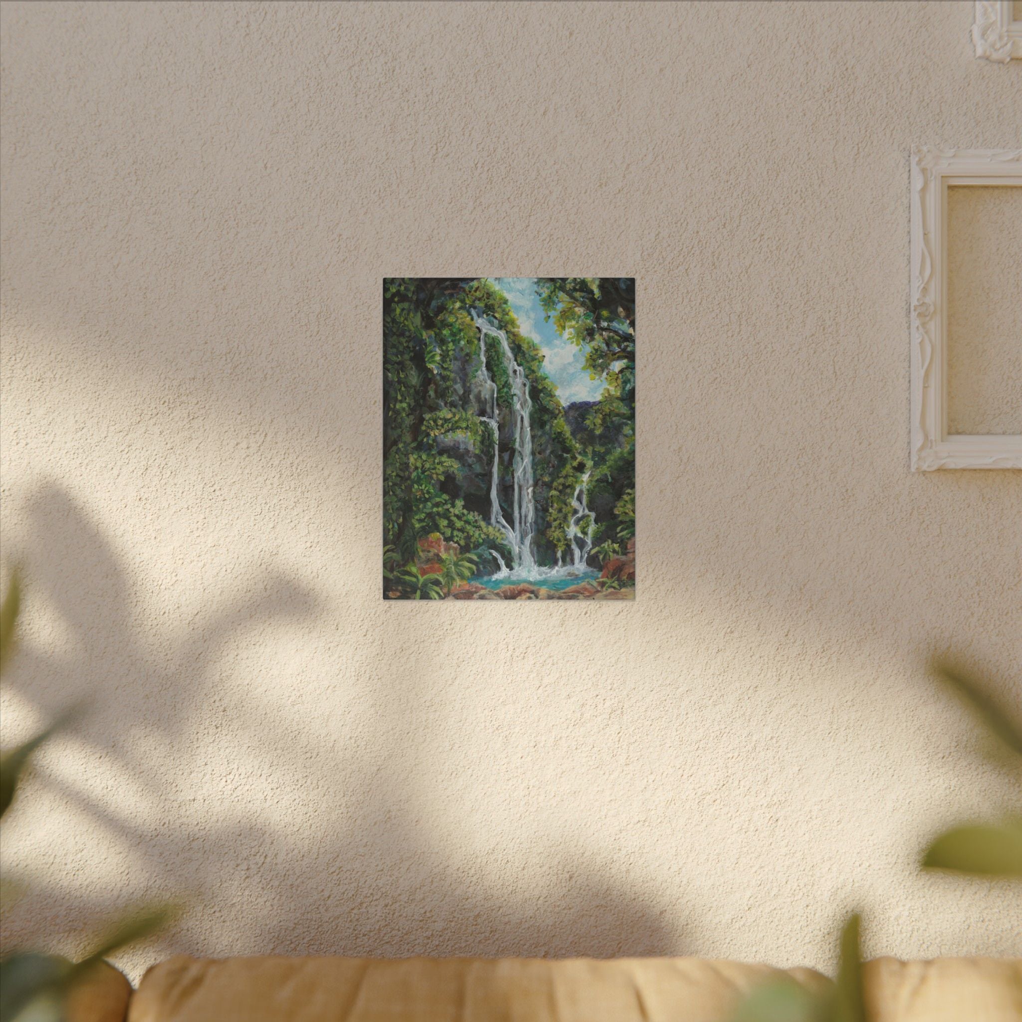 Hidden Falls Canvas Wall Art — Tropical Forest Matte Stretched Print of Original