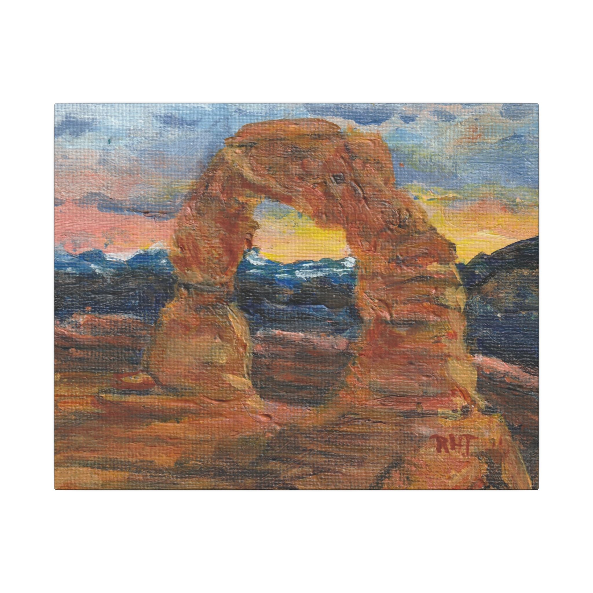 Desert Arch Sunset Canvas Print of Original paint Arches
