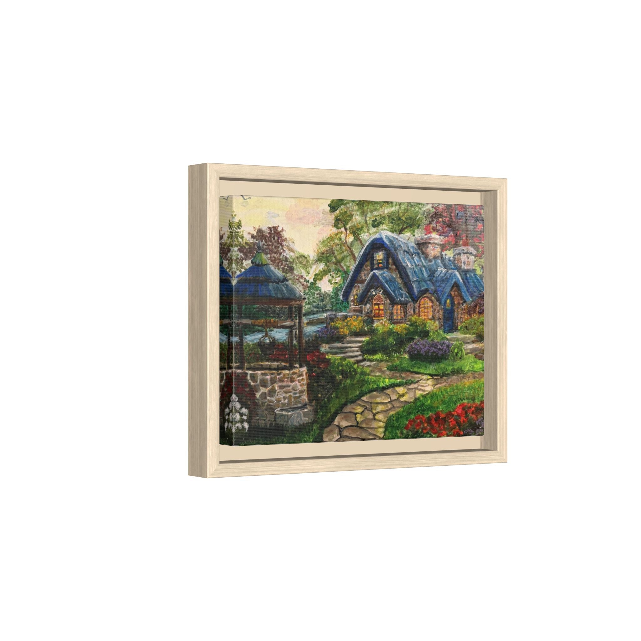 Framed Matte Canvas Cottage Well - Print of Original— Cozy Garden Pathway Print