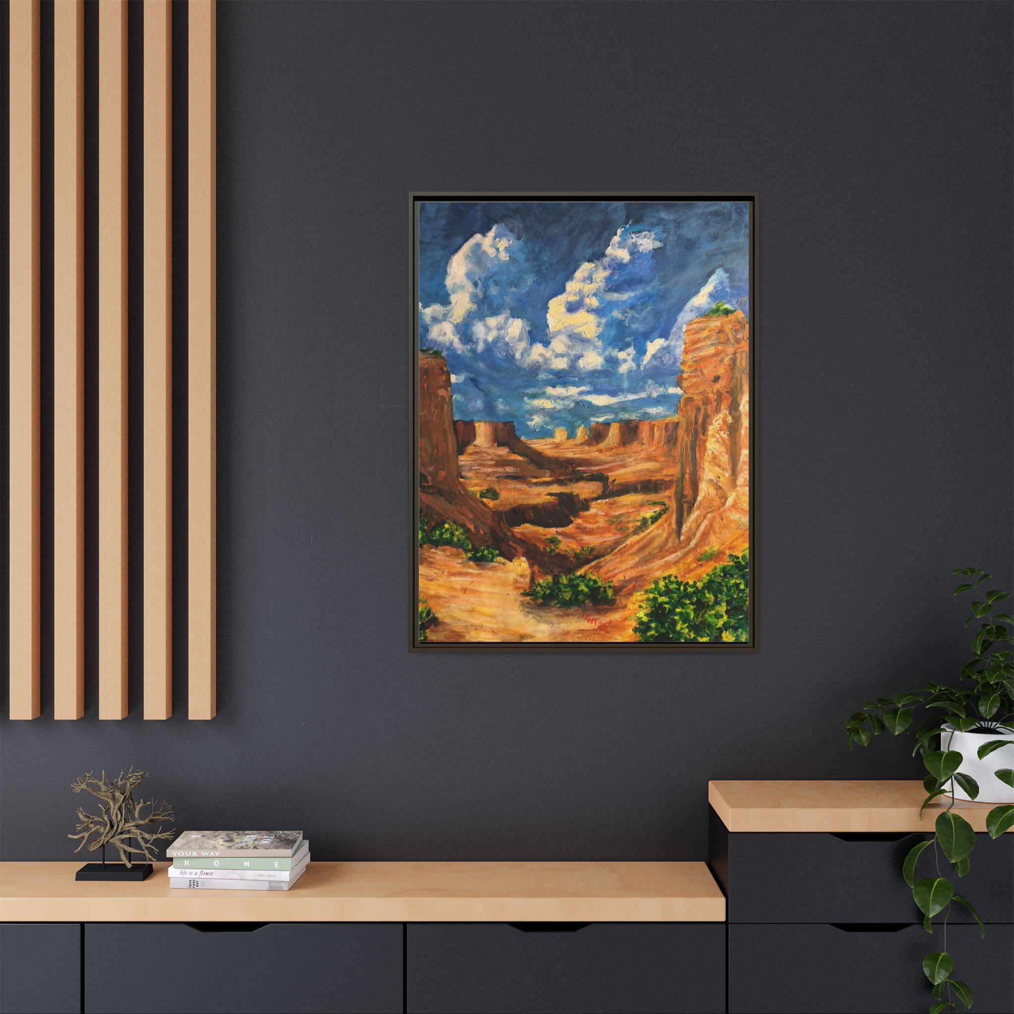 Framed Desert Canyon Matte Canvas Wall Art Print of Original — Southwestern Landscape Print