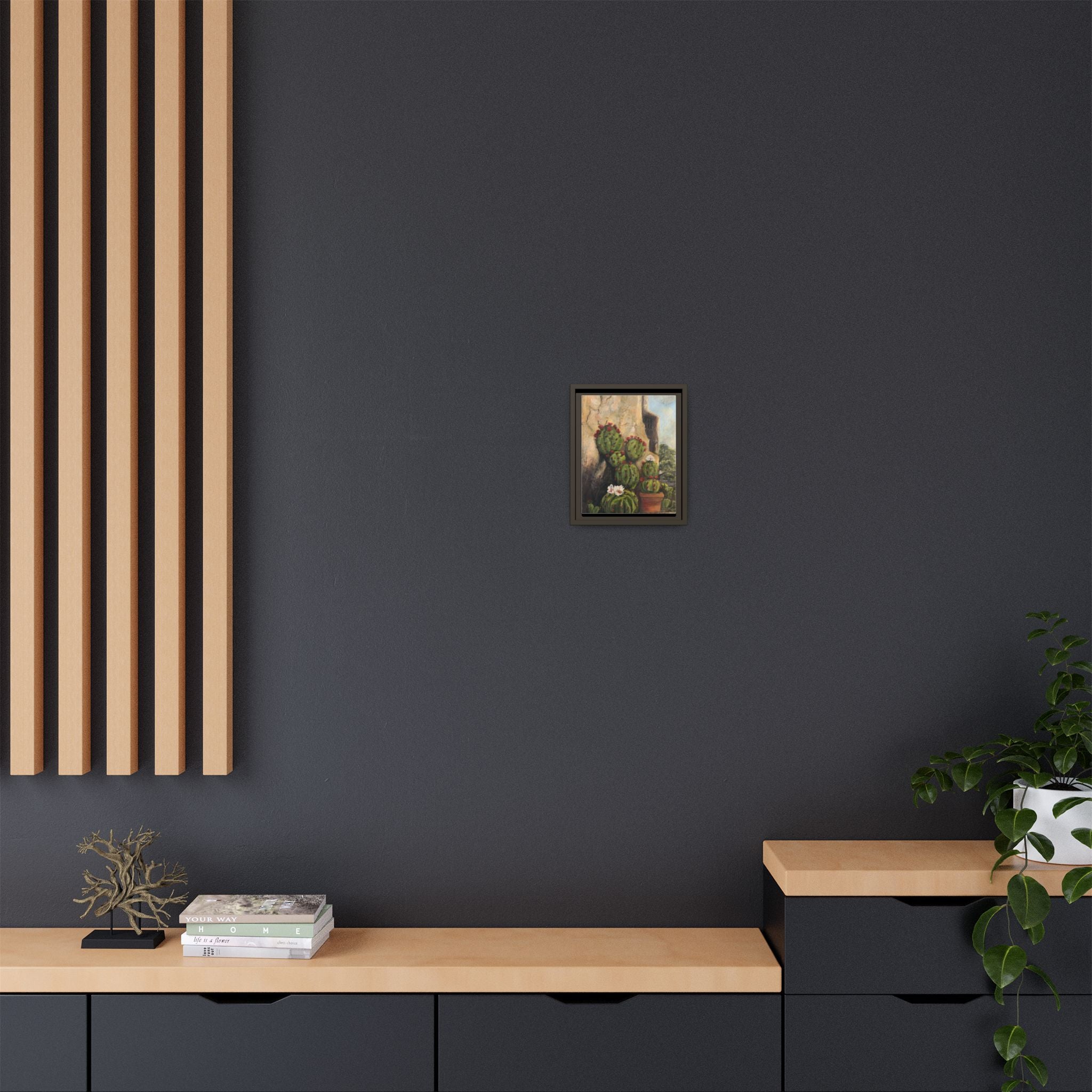 Matte Canvas Print of Original Desert Bloom, Framed (Multi-color)