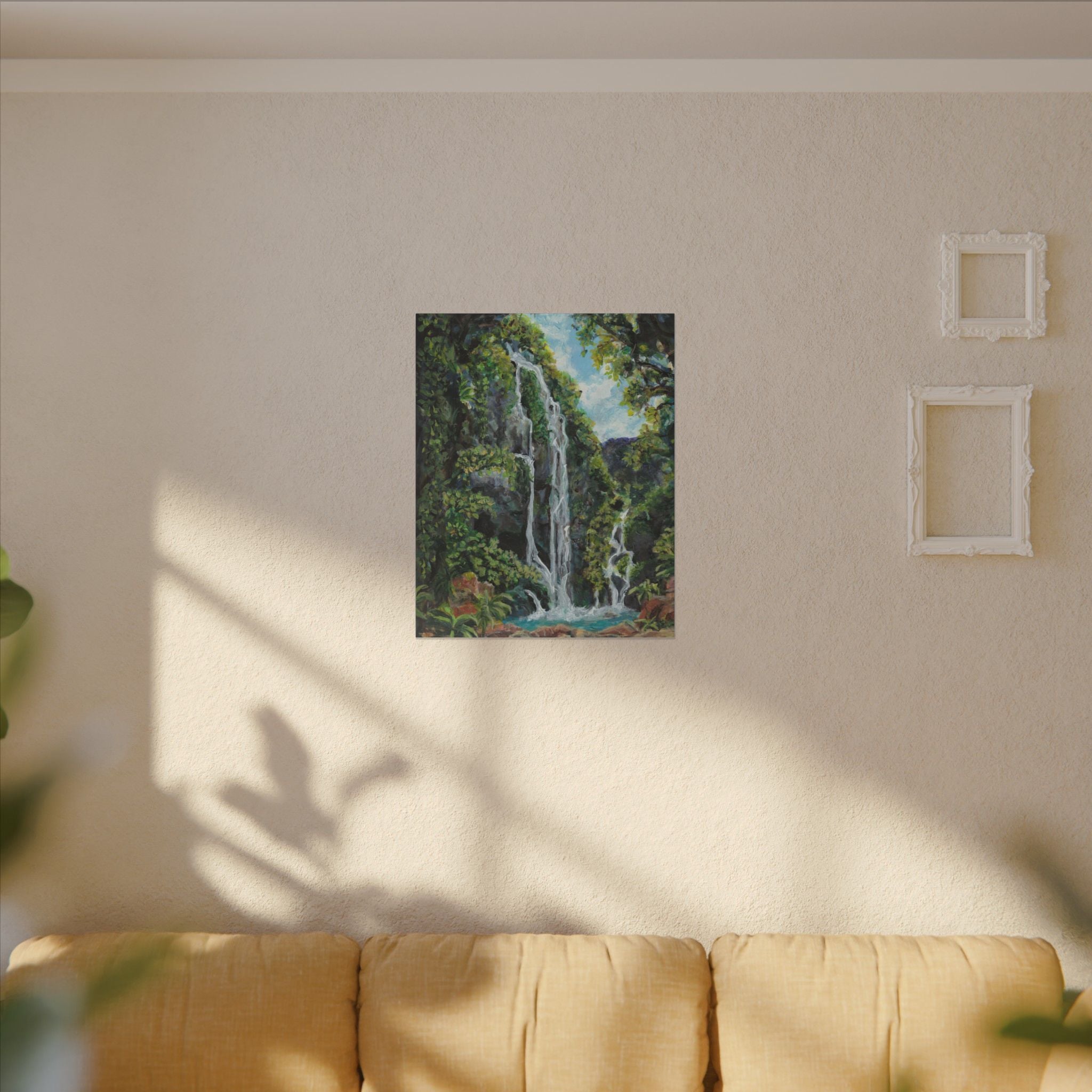 Hidden Falls Canvas Wall Art — Tropical Forest Matte Stretched Print of Original