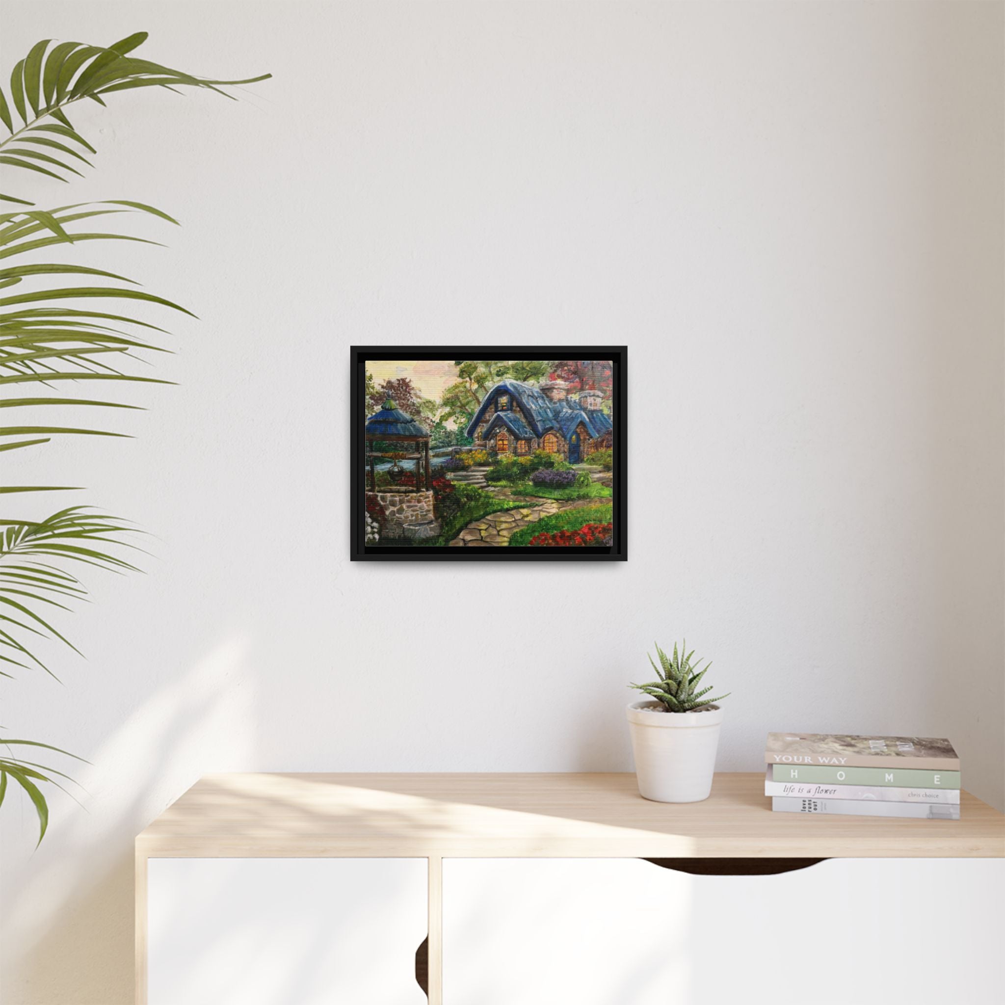 Framed Matte Canvas Cottage Well - Print of Original— Cozy Garden Pathway Print