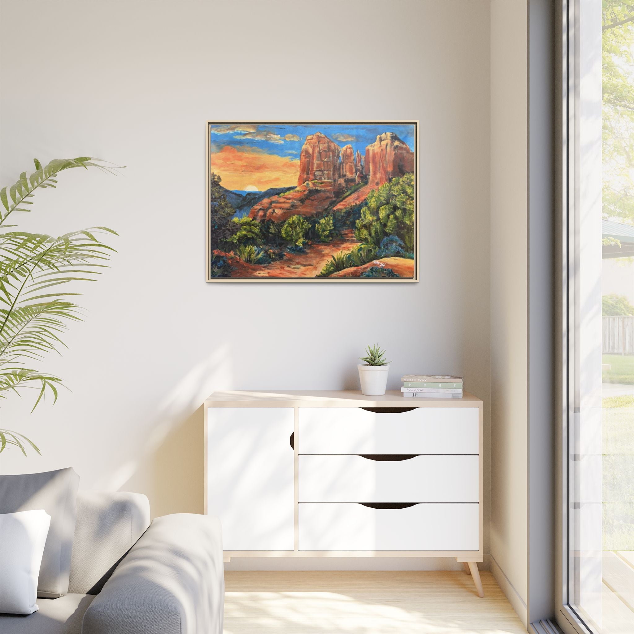 Framed Matte Canvas Desert Path Landscape Wall Art Print of Original