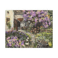 Lavender Cottage Canvas Print — Rustic Spring Garden Wall Art (Matte Stretched)