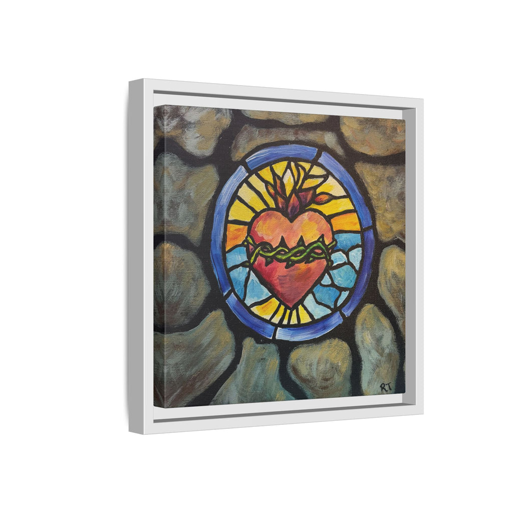 Sacred Heart Stained Glass Print — Framed Matte Canvas