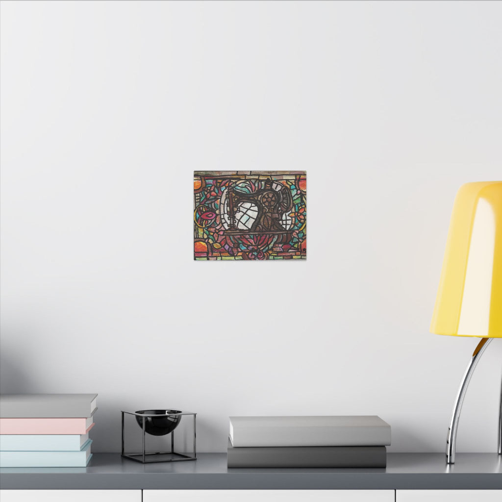 Vintage Sewing Machine Stained-Glass Matte Canvas Print of Original Great Grandma's Sewing Machine