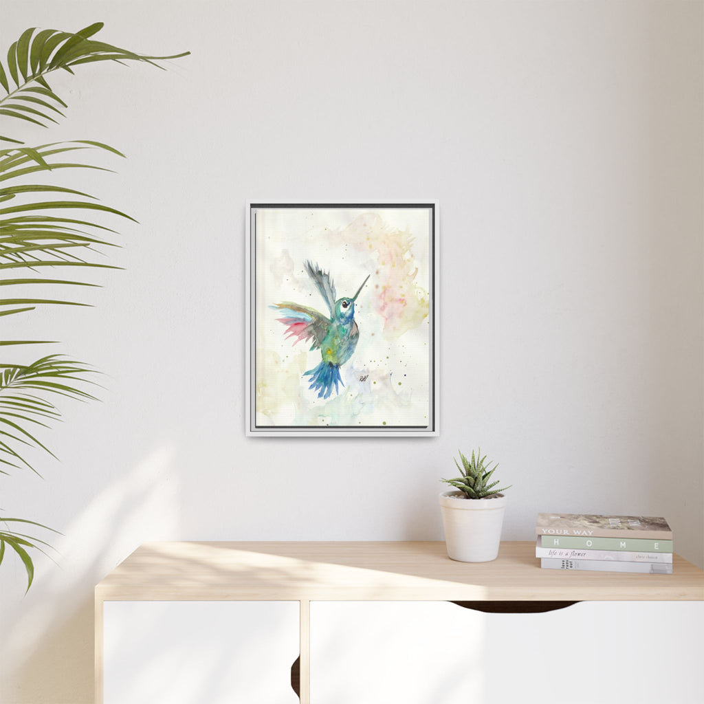 Higher Hummingbird Watercolor Framed Canvas Print of Original — Multicolor Matte Wall Art