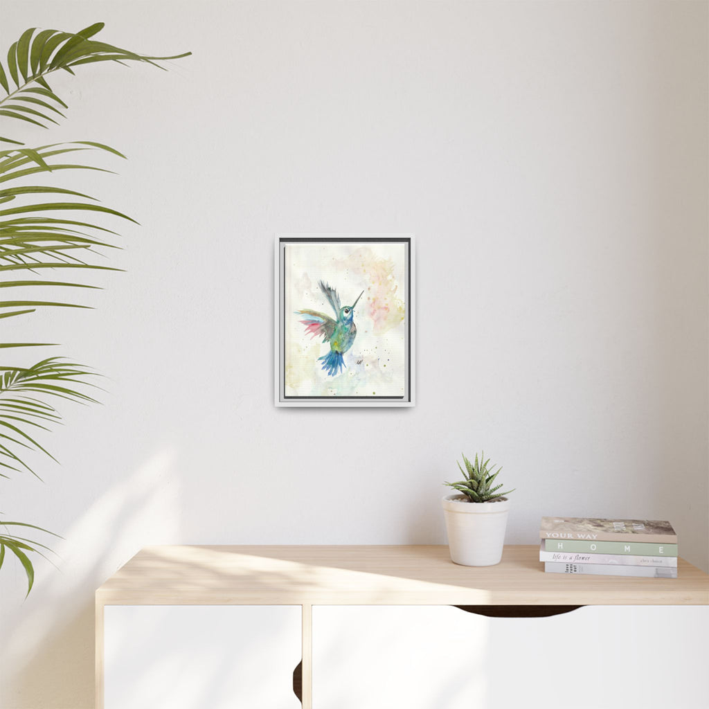 Higher Hummingbird Watercolor Framed Canvas Print of Original — Multicolor Matte Wall Art