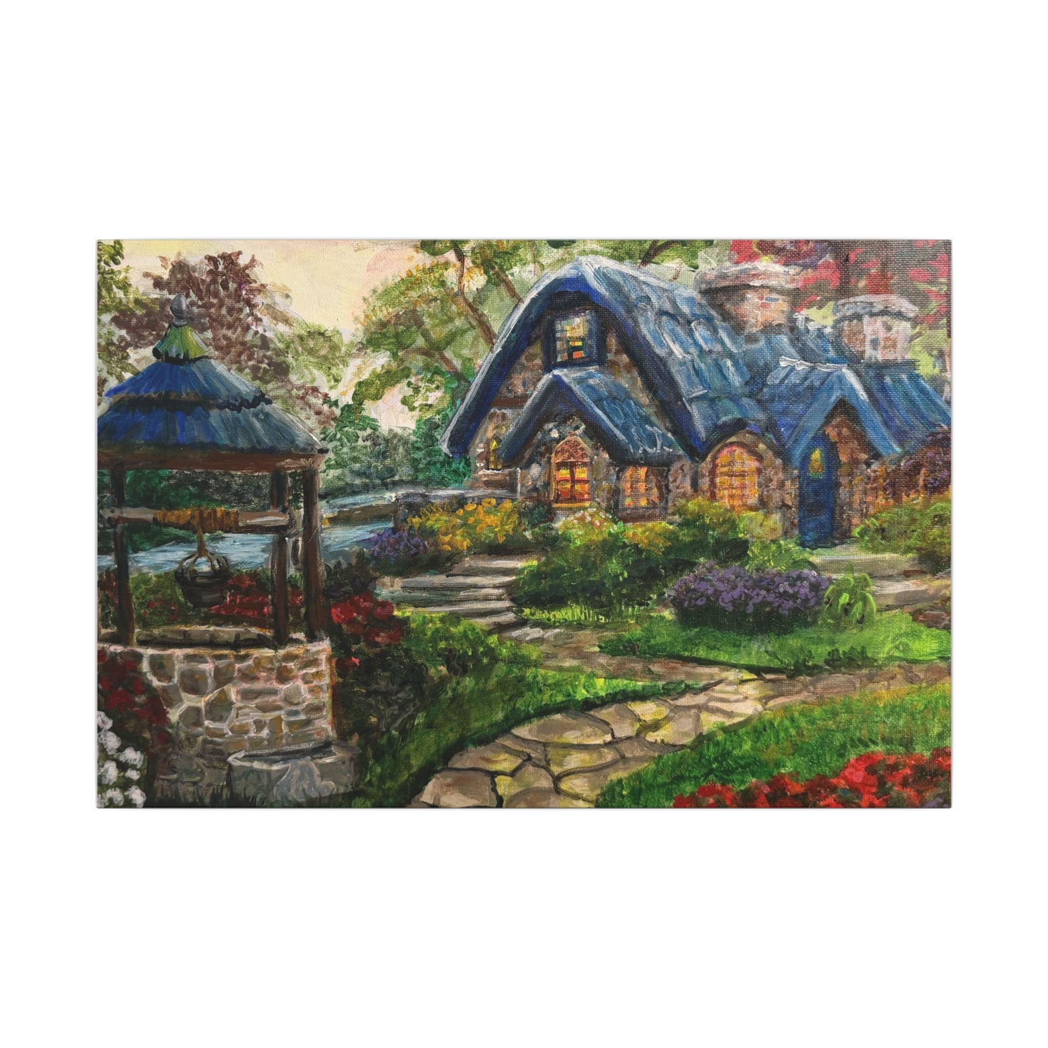 Cottage Well Matte Canvas Wall Art Print of Original— Stretched Home Décor