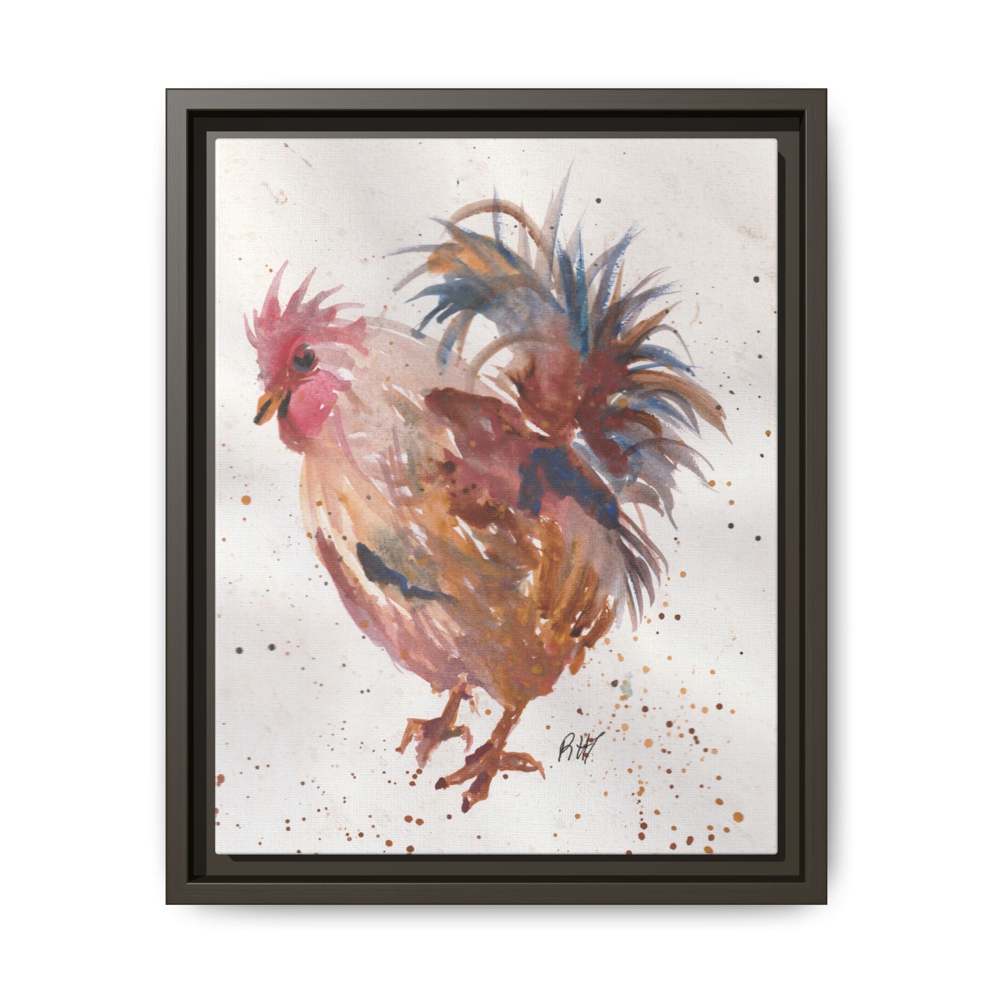 Watercolor Matte Canvas Print of Original Henrietta — Framed Farmhouse Wall Art