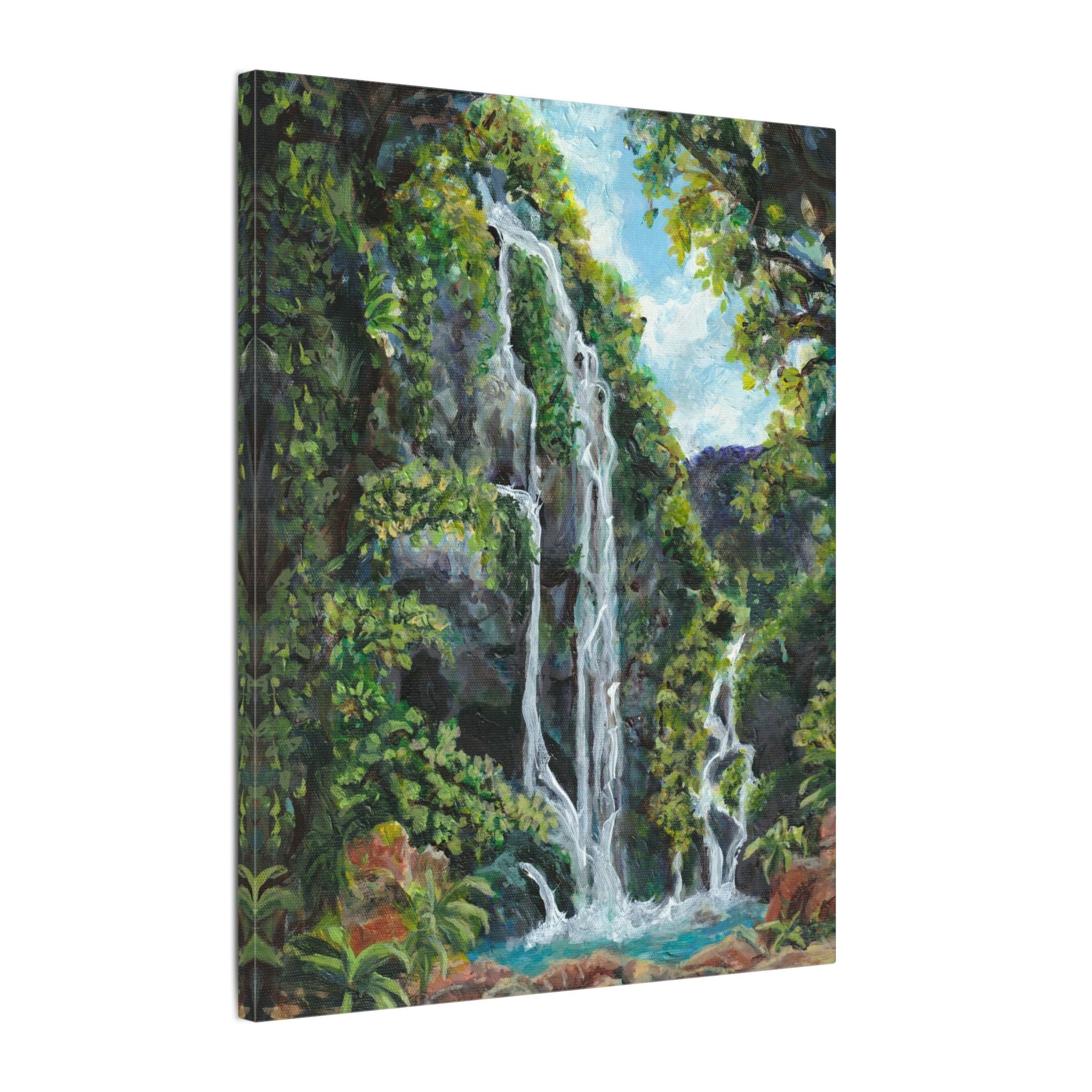 Hidden Falls Canvas Wall Art — Tropical Forest Matte Stretched Print of Original