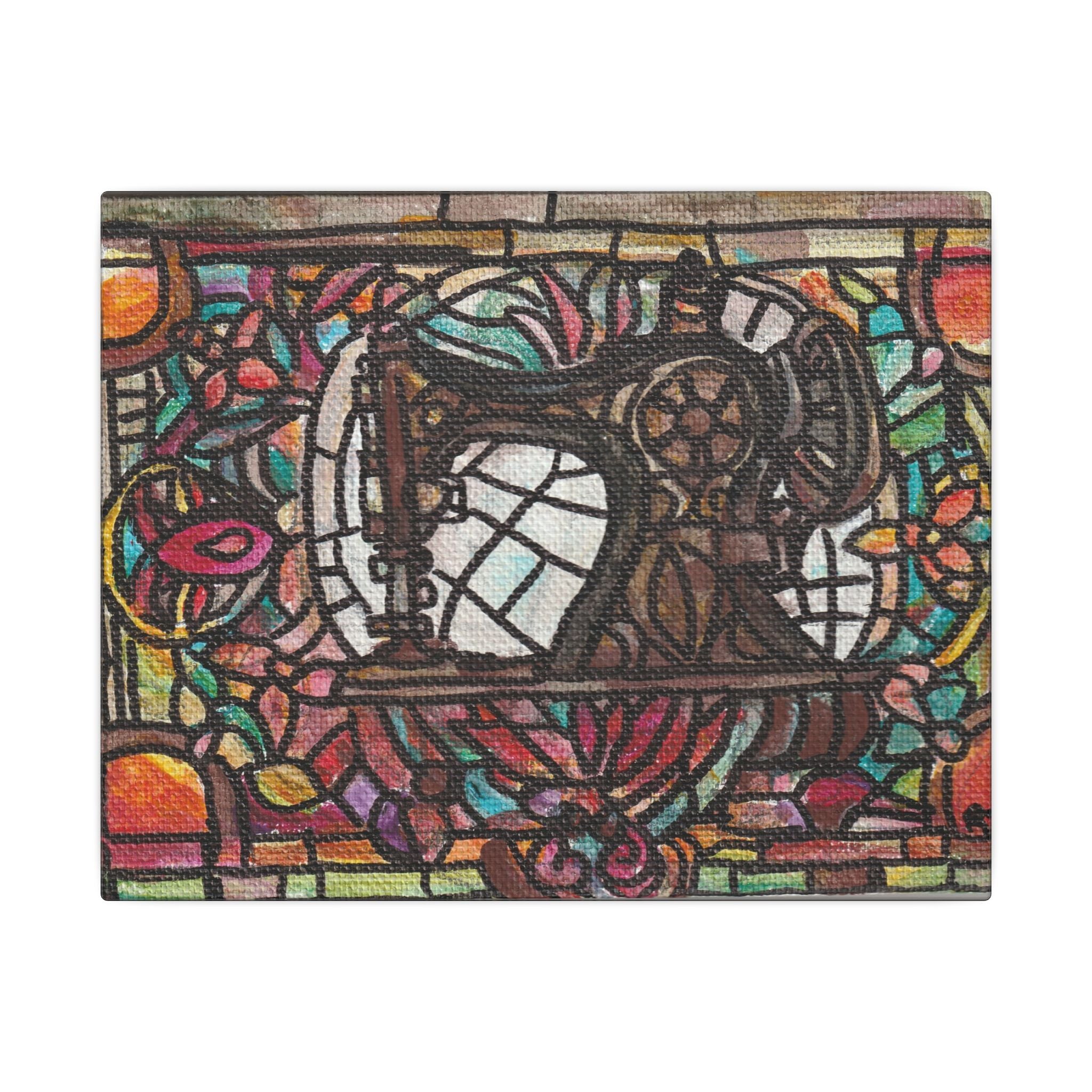 Vintage Sewing Machine Stained-Glass Matte Canvas Print of Original Great Grandma's Sewing Machine