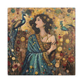 Gilded Peacock Muse Matte Canvas Wall Art  Print of Original— Stretched Decorative Painting