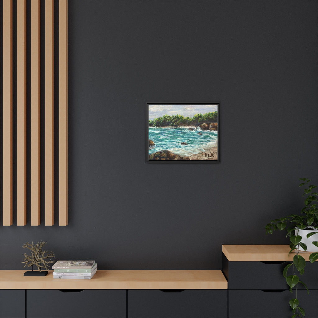 Framed Matte Canvas Print — Down By The Bay Print of Original - Turquoise Ocean Seascape Painting