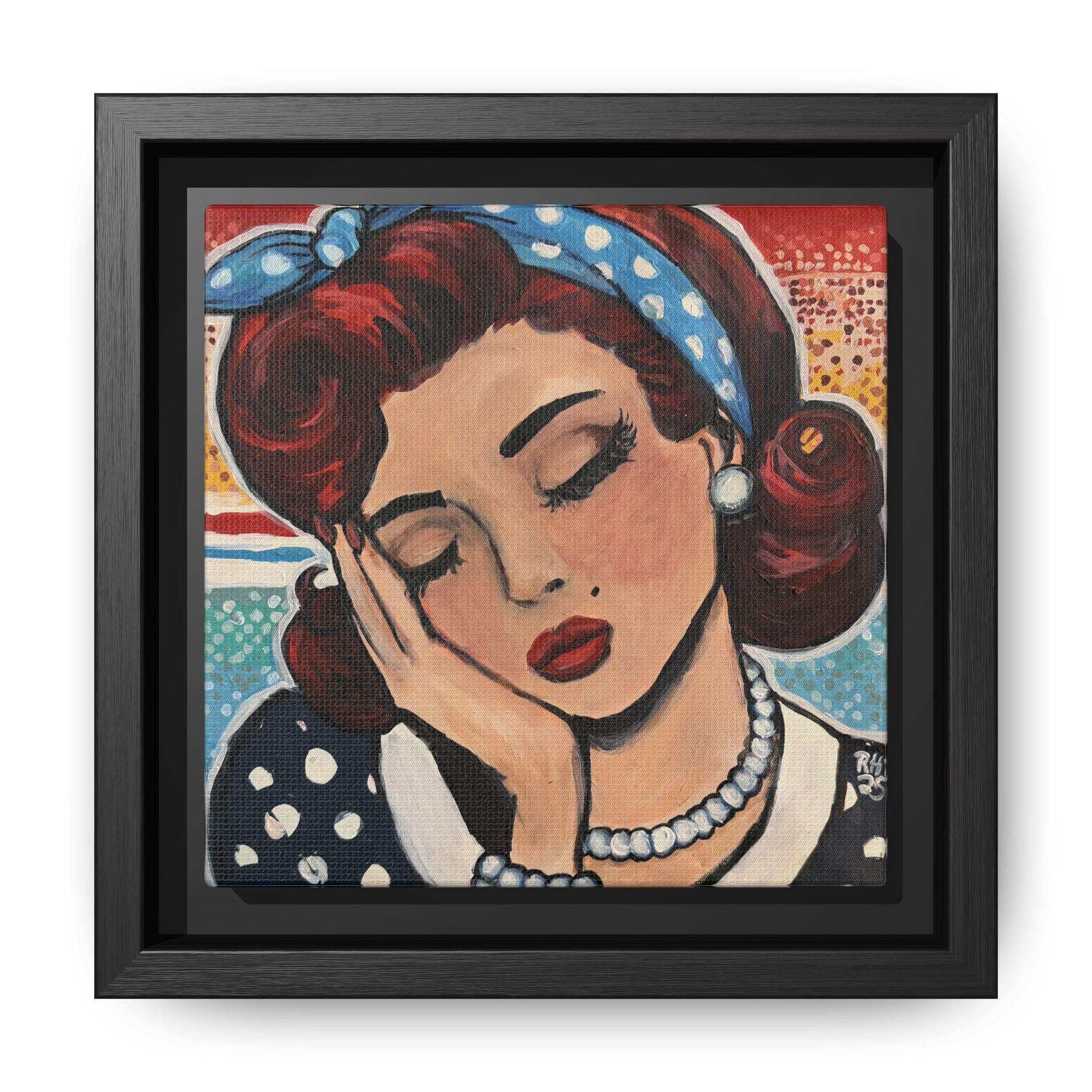 Retro Pop Art Portrait Canvas Print of Original "Oh My" — Framed Matte Wall Art