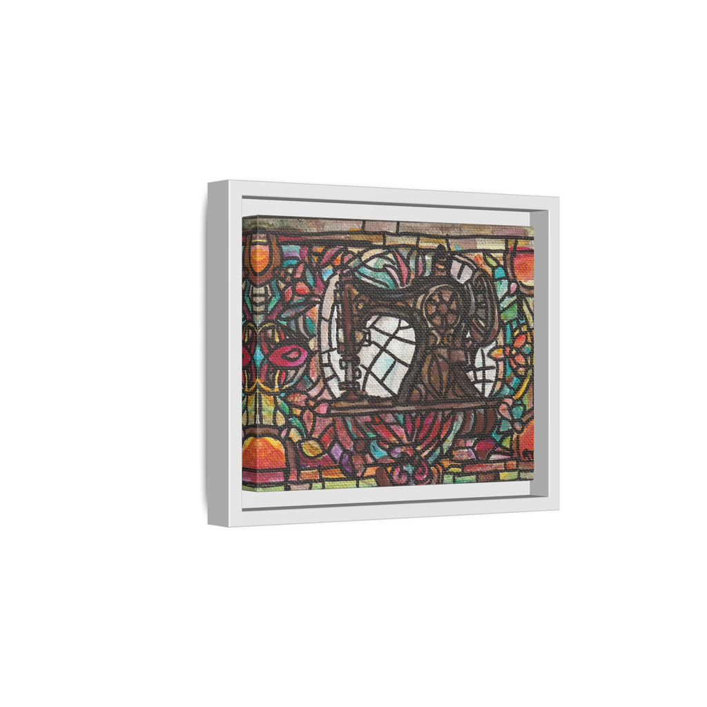 Framed Sewing Machine Stained-Glass Canvas Print of Original Great Grandma's Sewing Machine