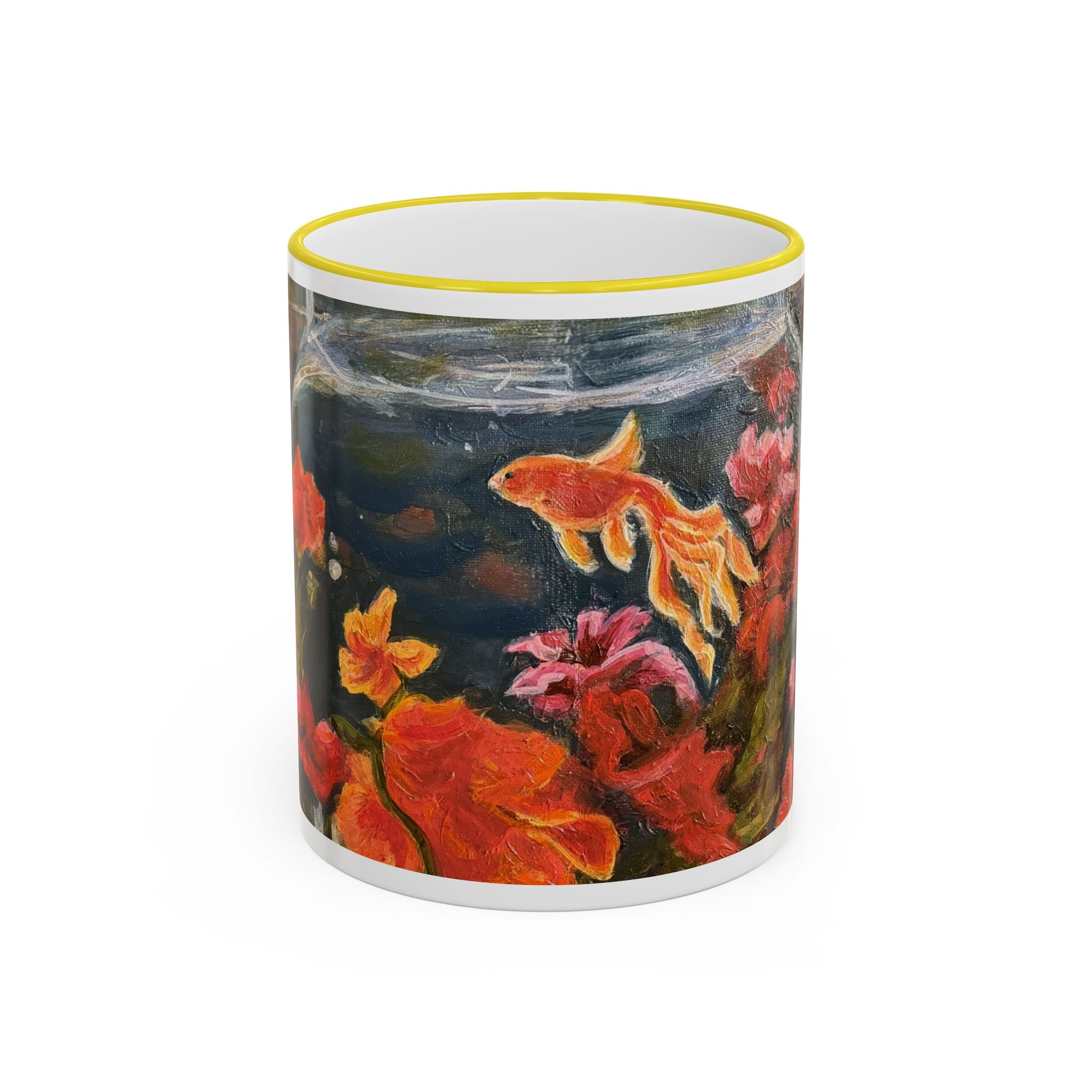 Koi Pond Accent Rim Mug – Artistic Goldfish Ceramic Coffee Cup (11oz/15oz)