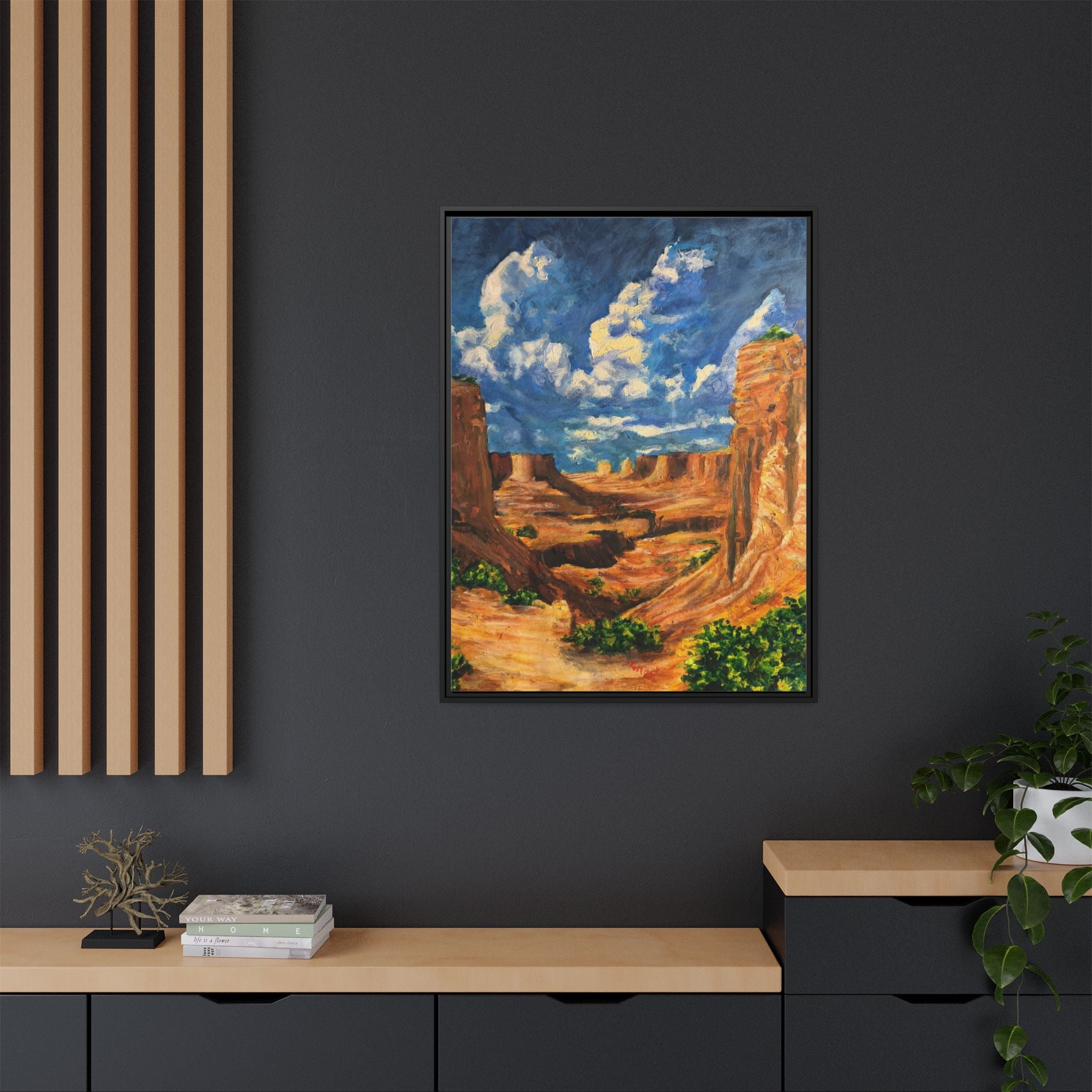 Framed Desert Canyon Matte Canvas Wall Art Print of Original — Southwestern Landscape Print