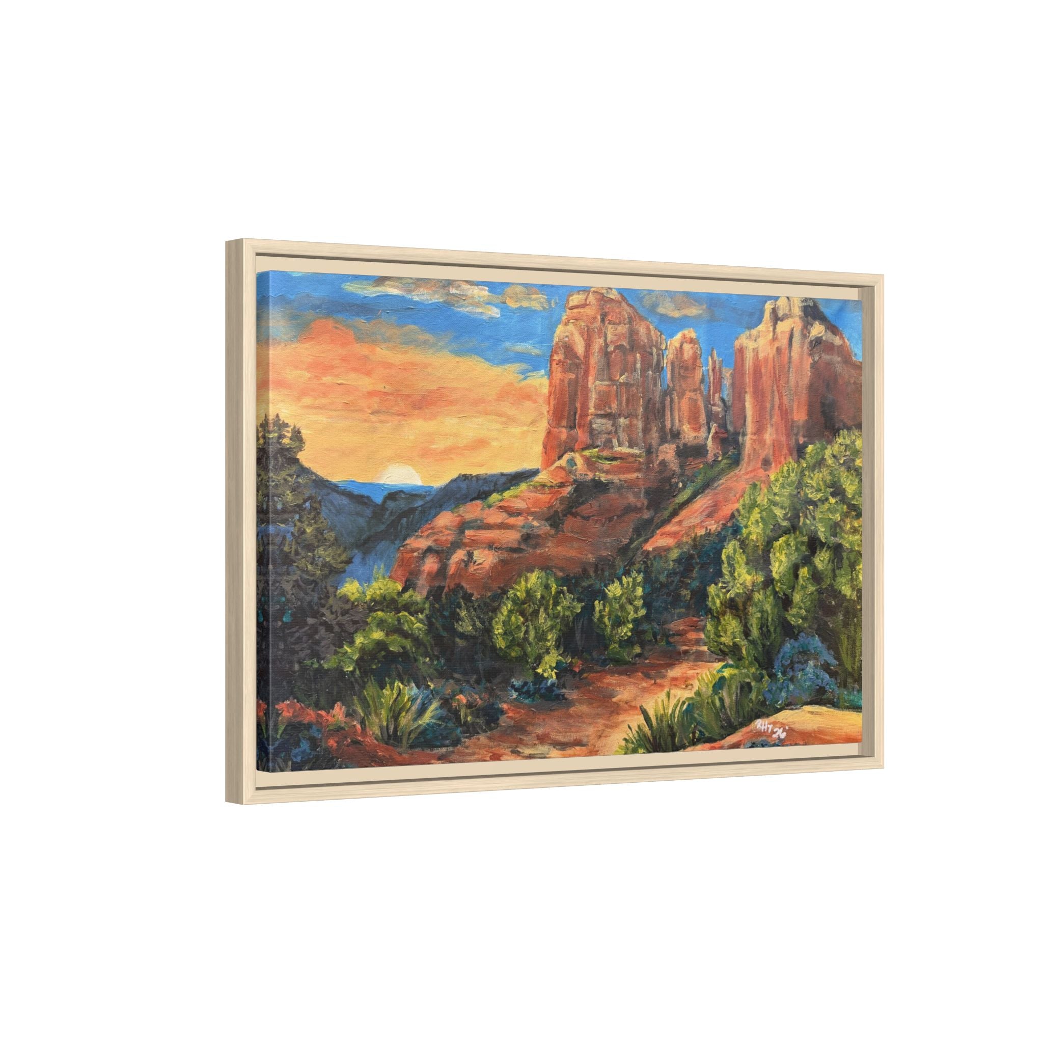 Framed Matte Canvas Desert Path Landscape Wall Art Print of Original