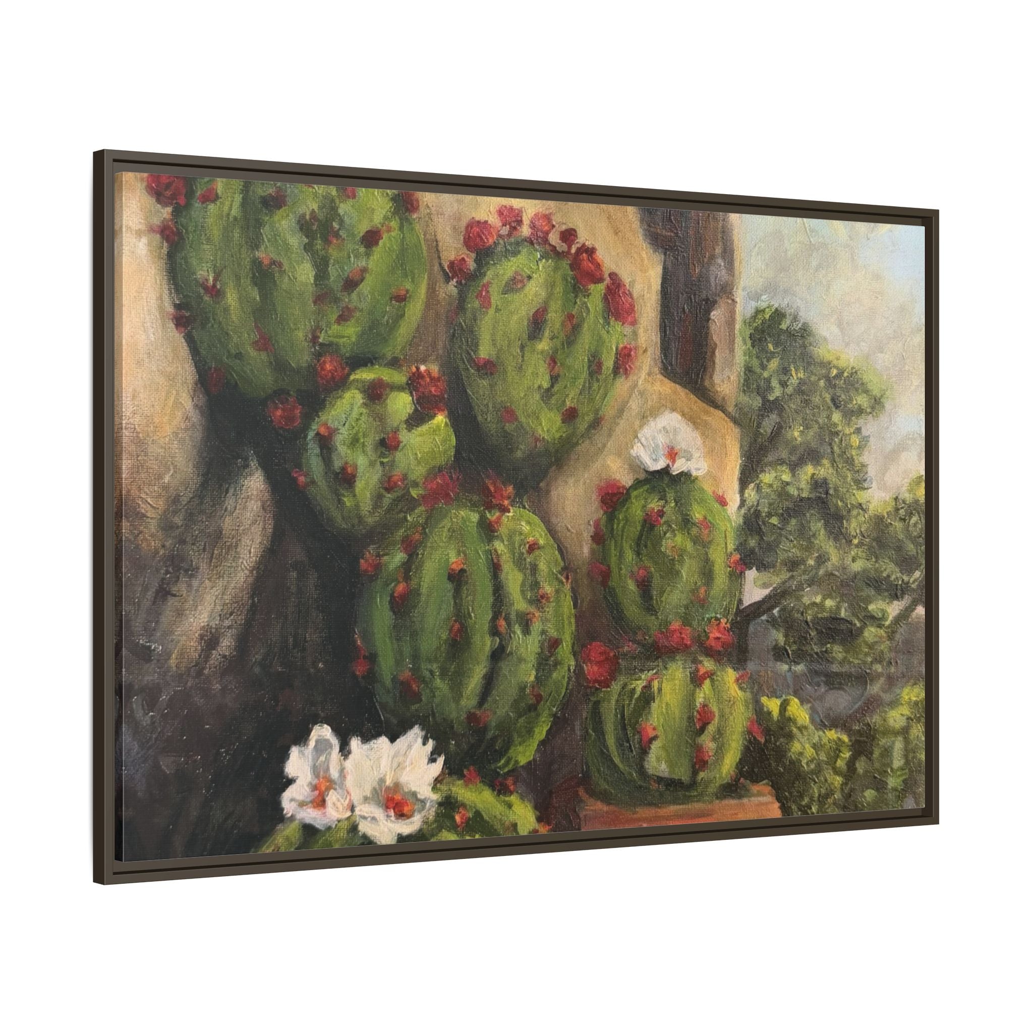 Matte Canvas Print of Original Desert Bloom, Framed (Multi-color)