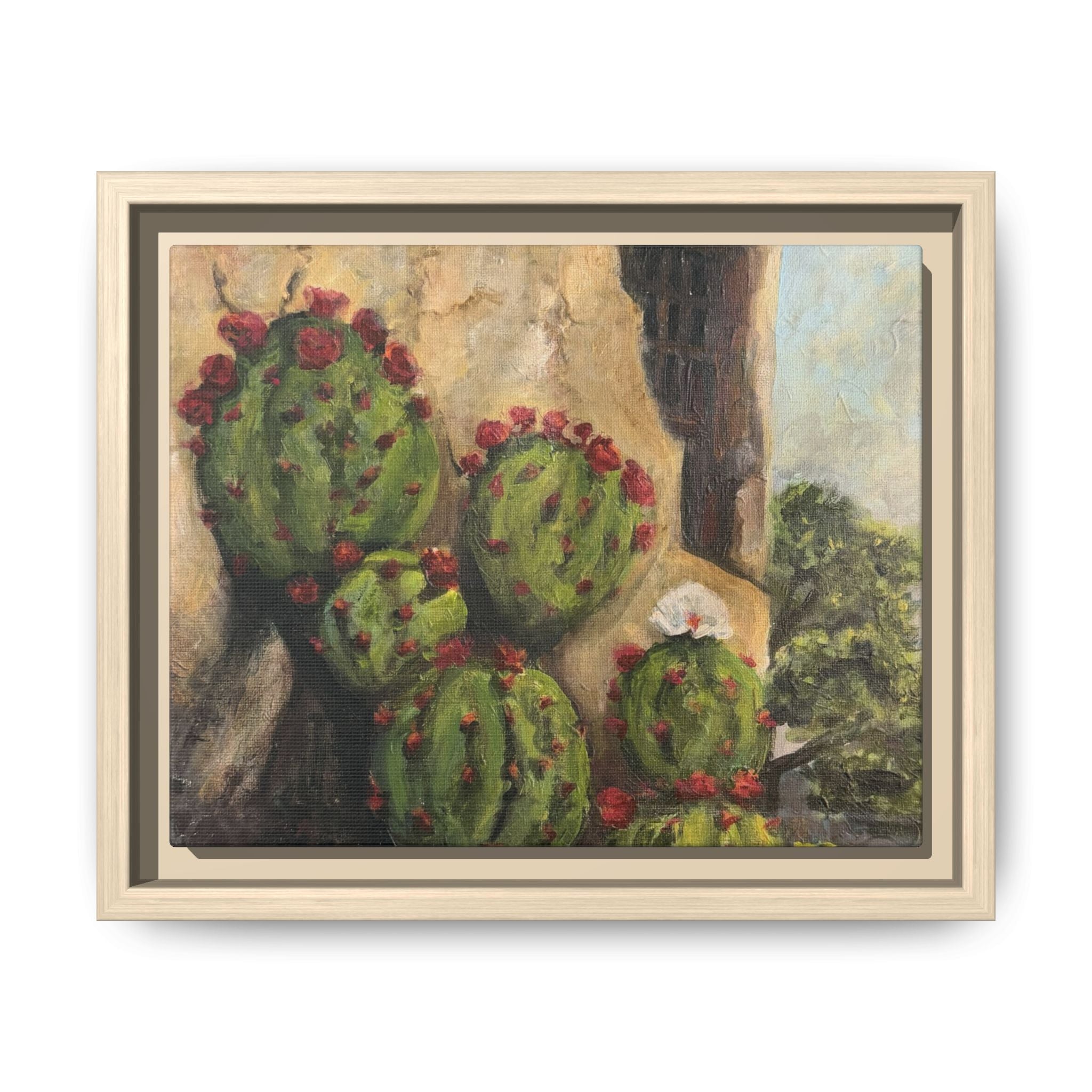 Matte Canvas Print of Original Desert Bloom, Framed (Multi-color)