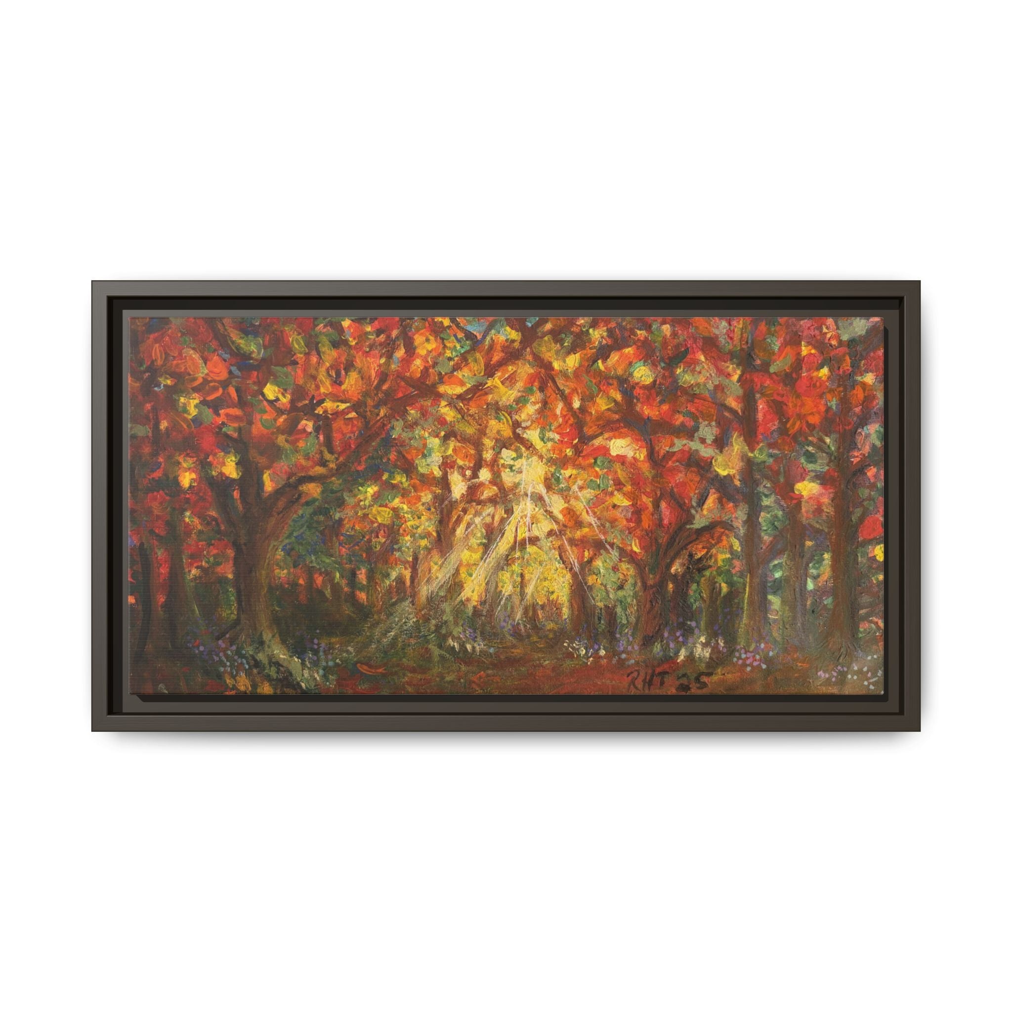 Autumn Grove Framed Canvas Print of Original — Vibrant Fall Forest Wall Art