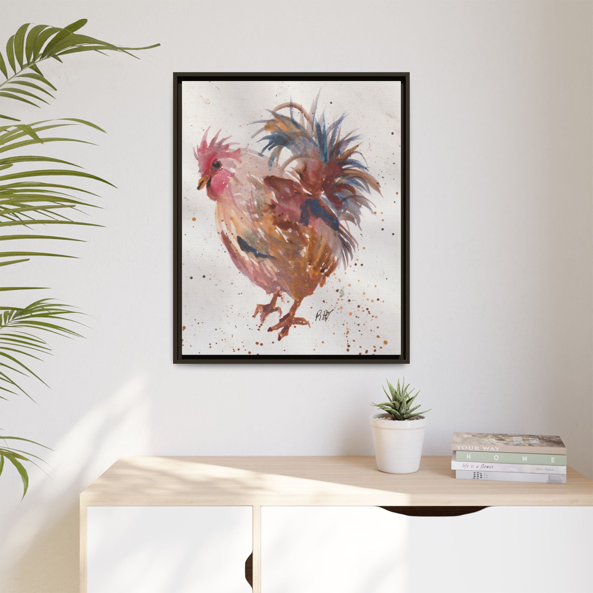 Watercolor Matte Canvas Print of Original Henrietta — Framed Farmhouse Wall Art