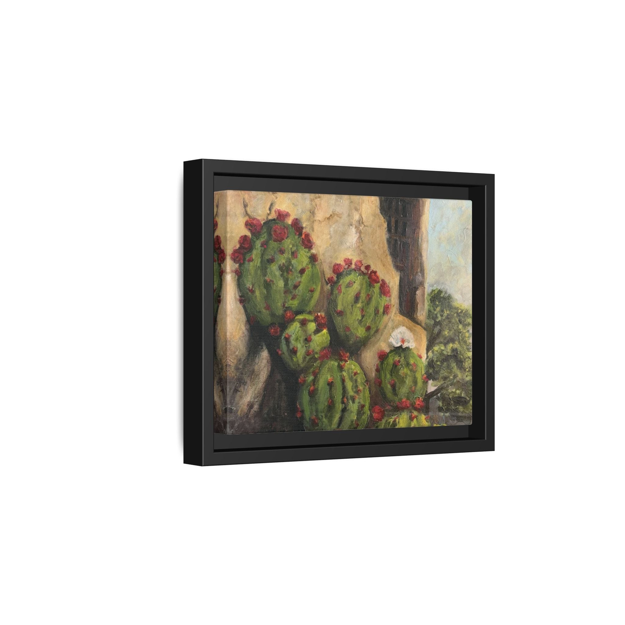 Matte Canvas Print of Original Desert Bloom, Framed (Multi-color)