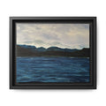 Framed Canvas Print of Original Misty Mountain – Moody Blue Wall Art