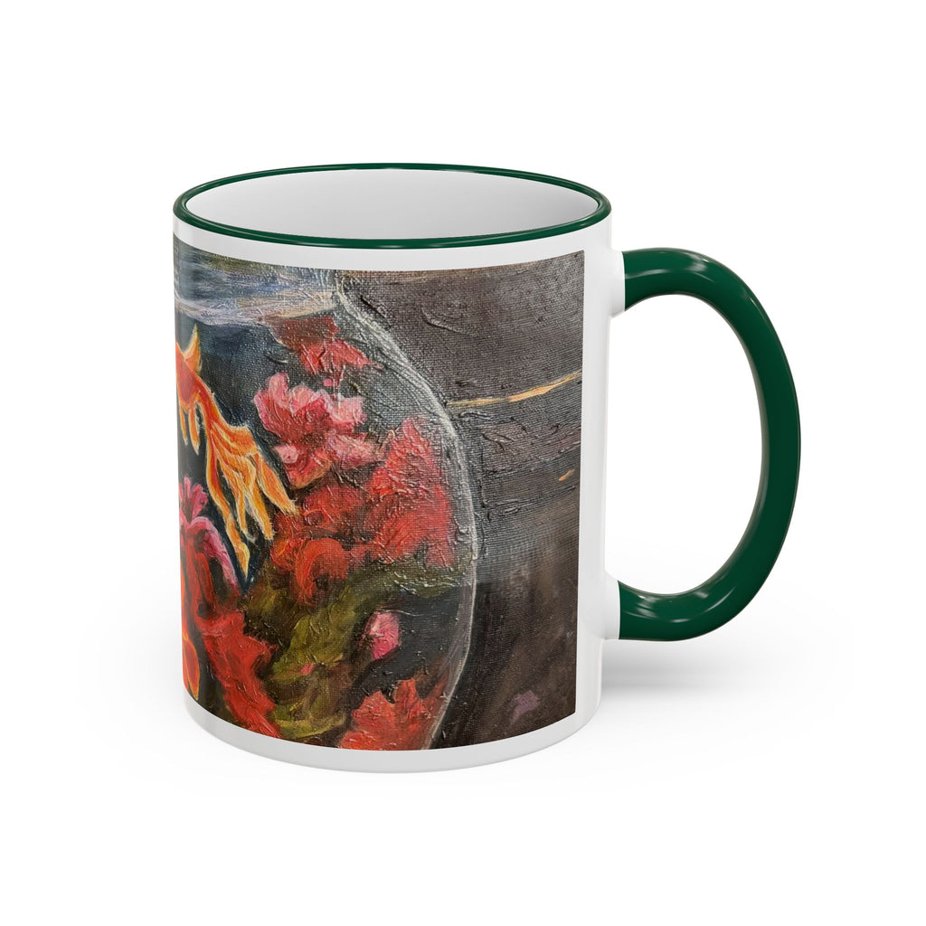 Koi Pond Accent Rim Mug – Artistic Goldfish Ceramic Coffee Cup (11oz/15oz)