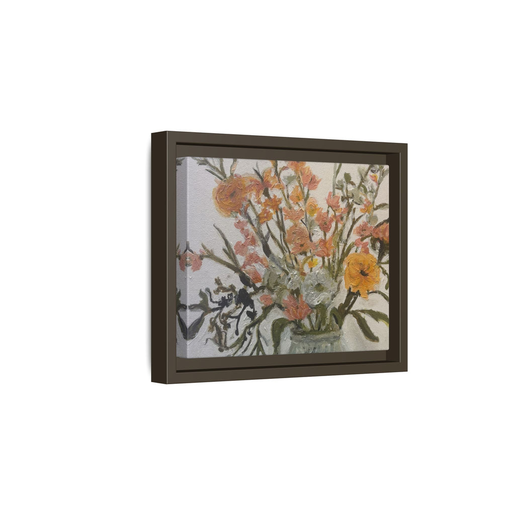 Framed Matte Canvas Art - Flower in Glass Jar Floral Painting Print of Original