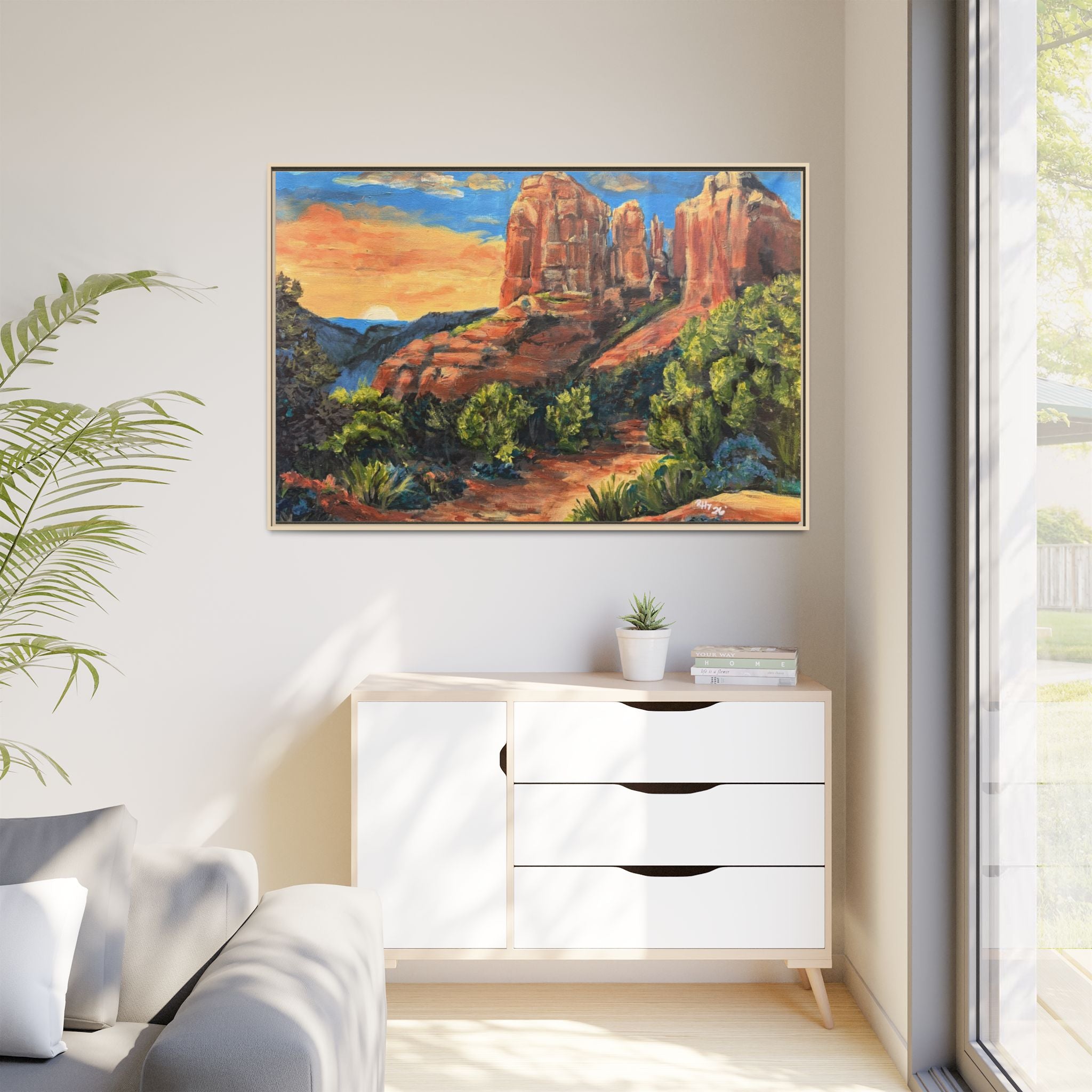 Framed Matte Canvas Desert Path Landscape Wall Art Print of Original