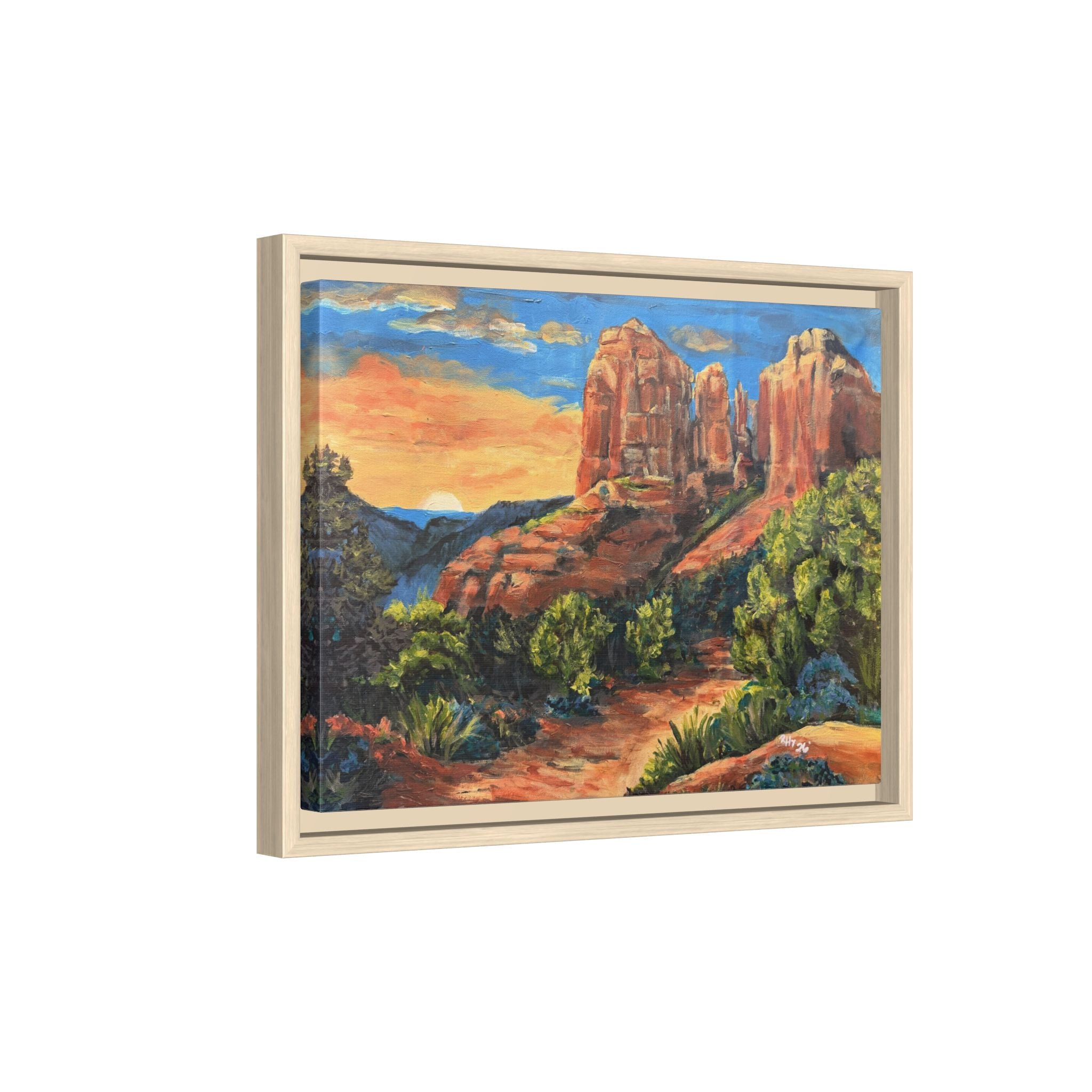 Framed Matte Canvas Desert Path Landscape Wall Art Print of Original