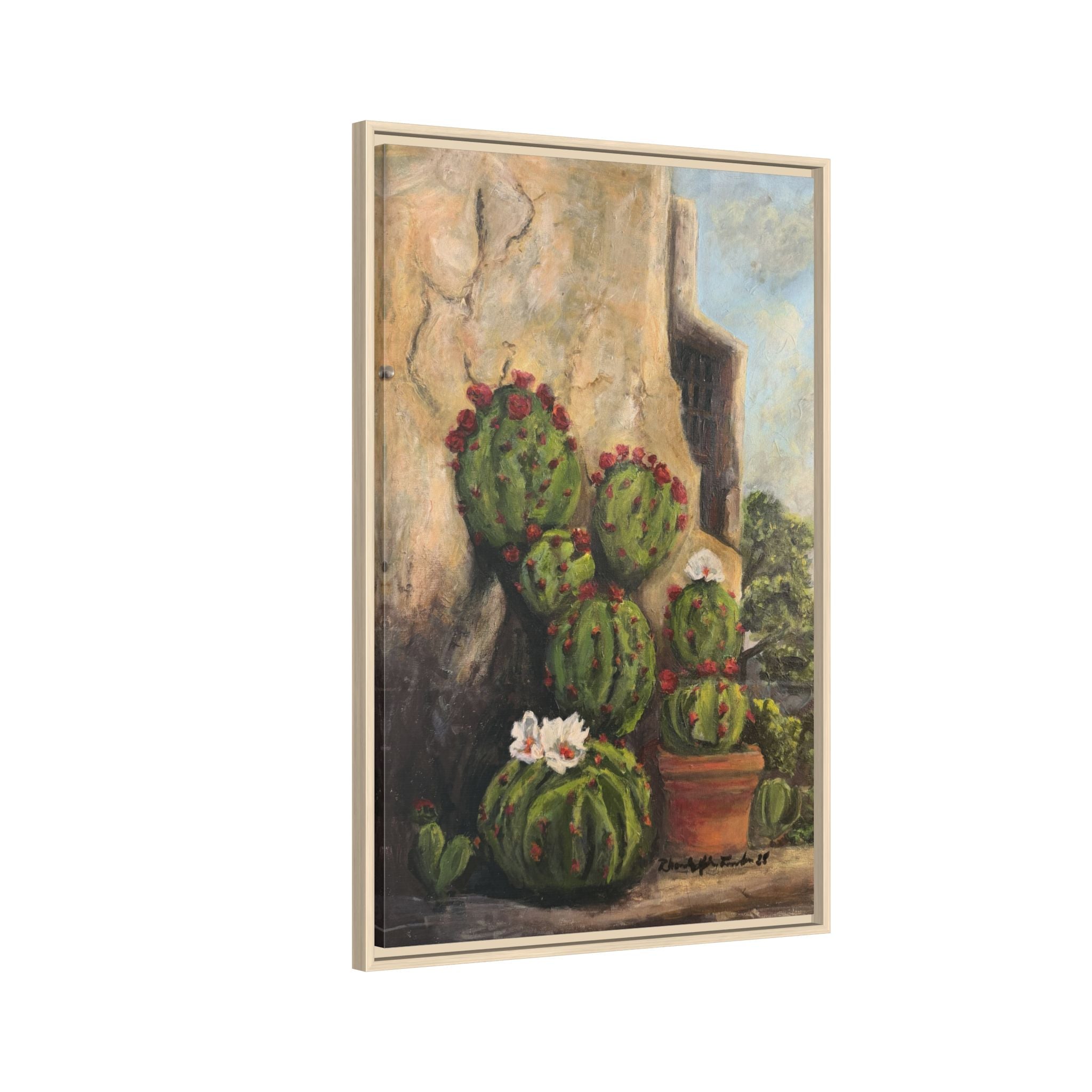Matte Canvas Print of Original Desert Bloom, Framed (Multi-color)
