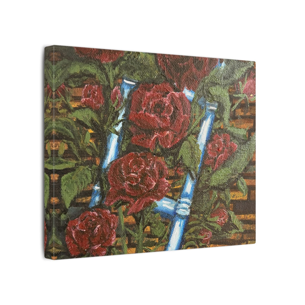 Climbing Roses Canvas Wall Art Print of Original- Stretched Matte Floral Painting