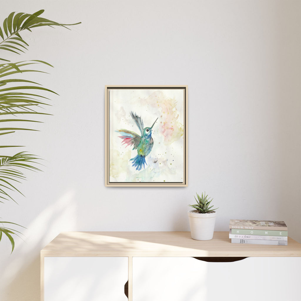 Higher Hummingbird Watercolor Framed Canvas Print of Original — Multicolor Matte Wall Art