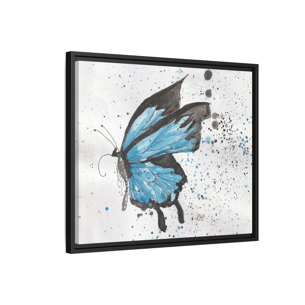 Blue Watercolor Butterfly Matte Canvas Print (Framed)