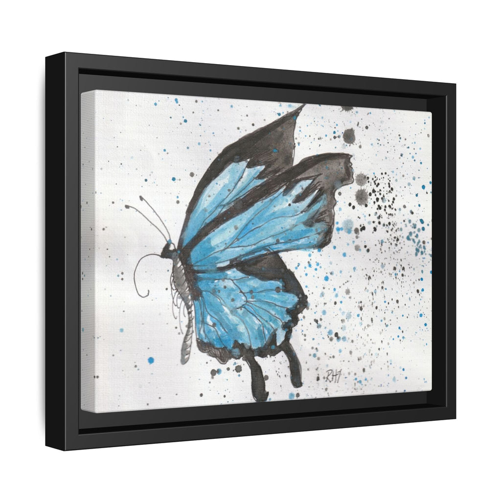 Blue Watercolor Butterfly Matte Canvas Print (Framed)