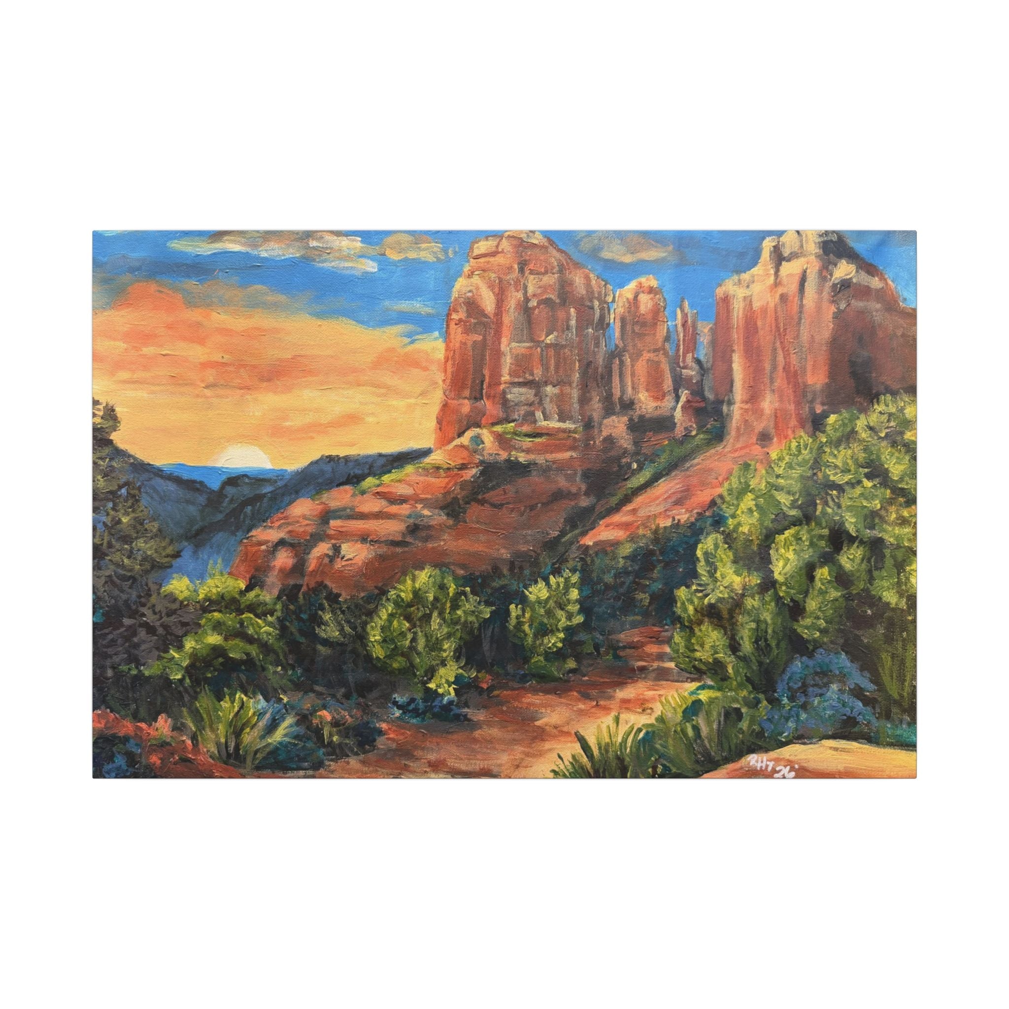 Desert Path Landscape Matte Canvas Wall Art Print of Original– Stretched Scenic Southwestern Sunset